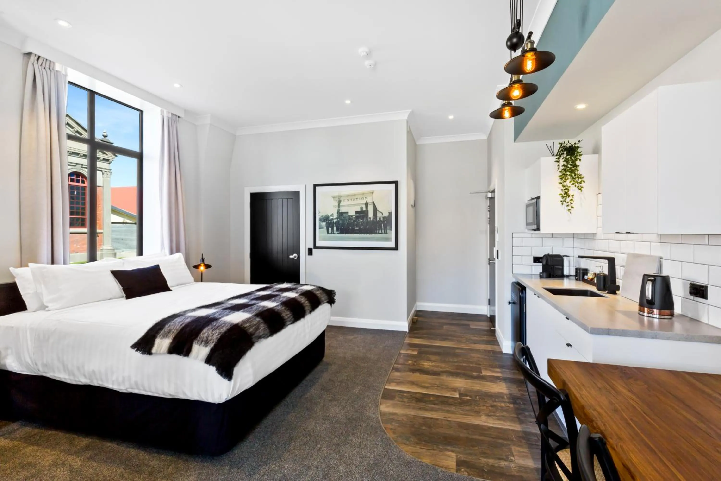 Photo of the whole room, Bed in Hokitika Fire Station Boutique Accommodation