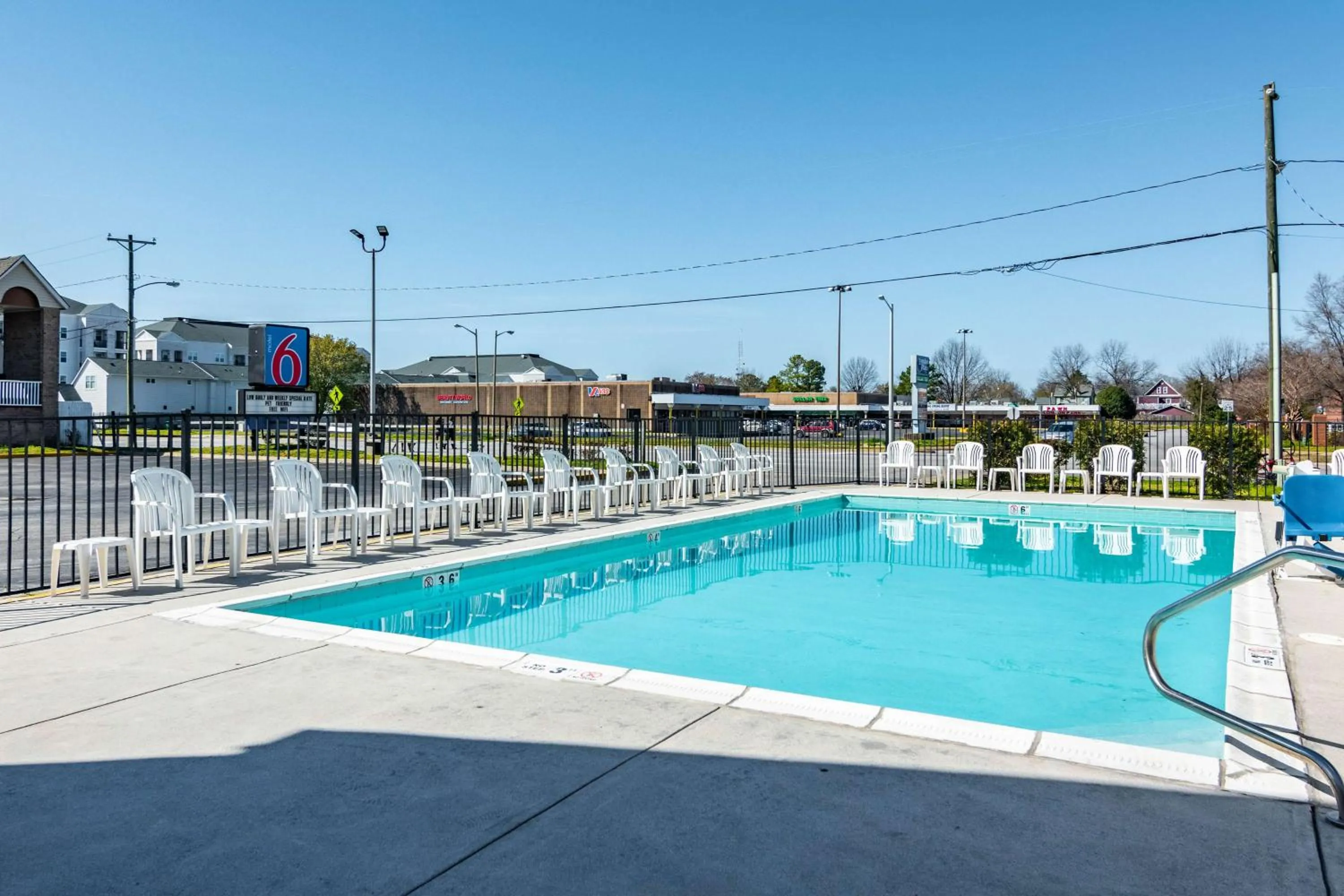 Pool view in Motel 6-Portsmouth, VA