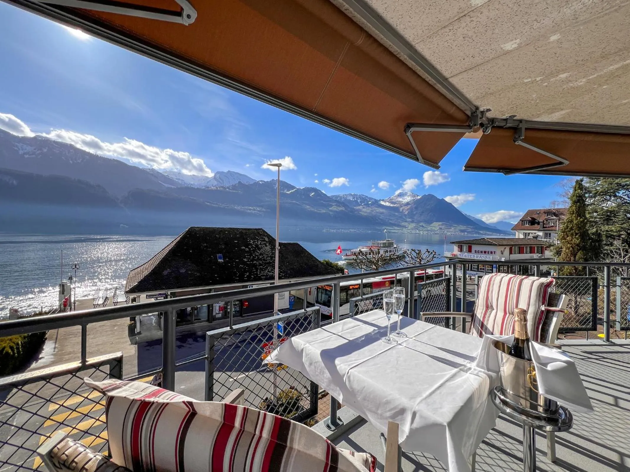 Seating area in Seehotel Riviera at Lake Lucerne