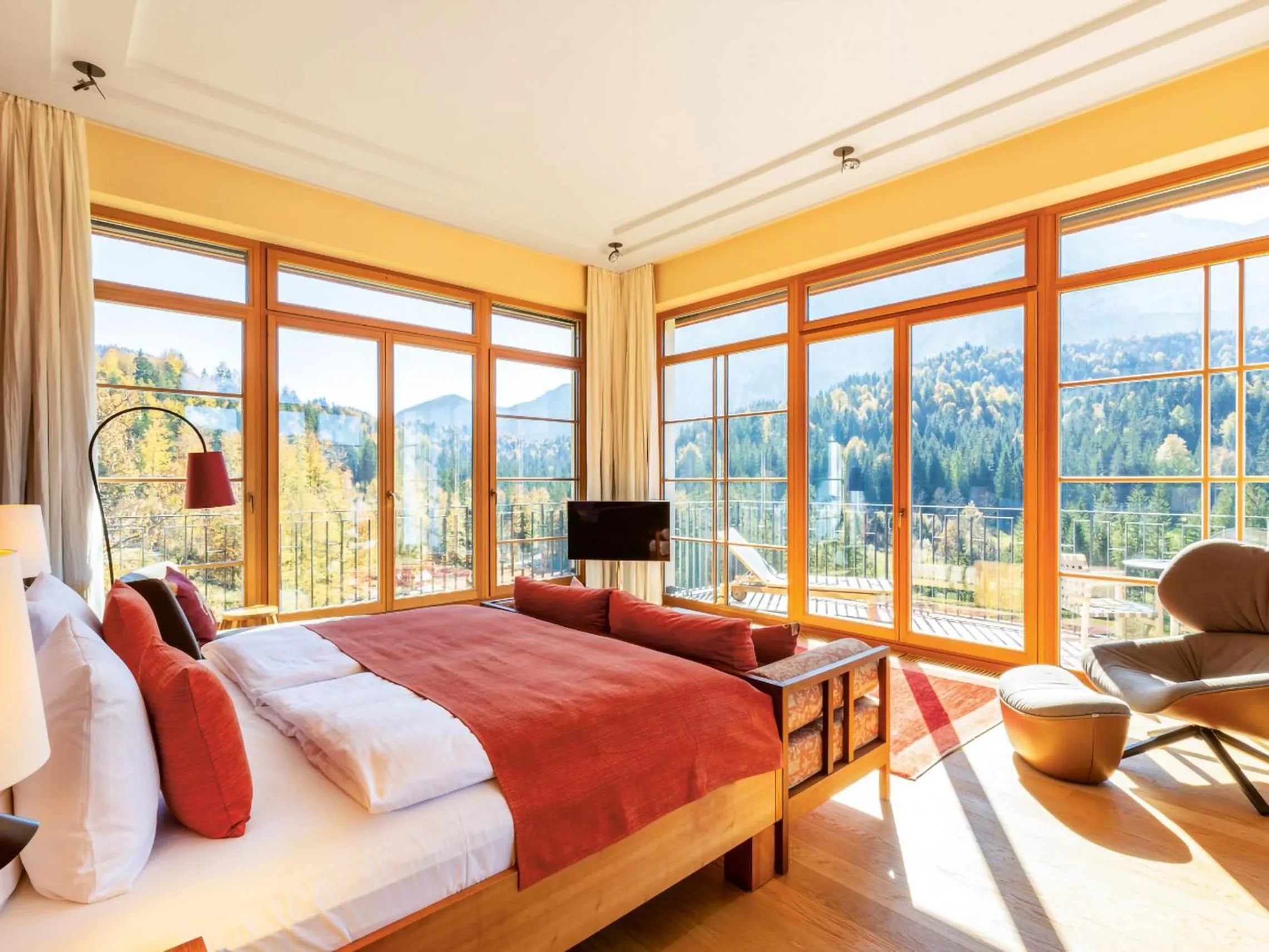 Mountain view, Bed in Schloss Elmau Luxury Spa Retreat & Cultural Hideaway