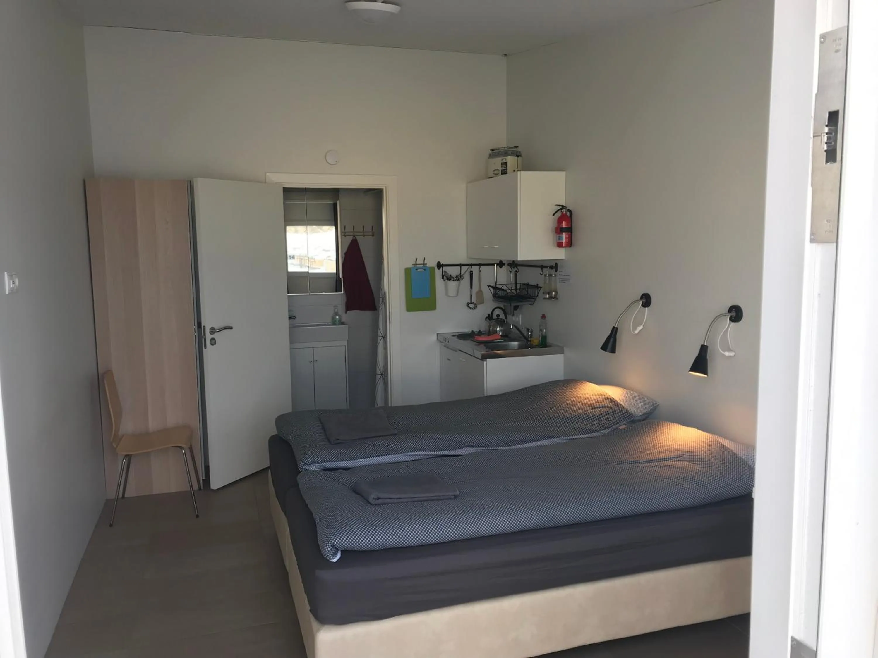 Bed in Lækjarkot Rooms and Cottages with Kitchen