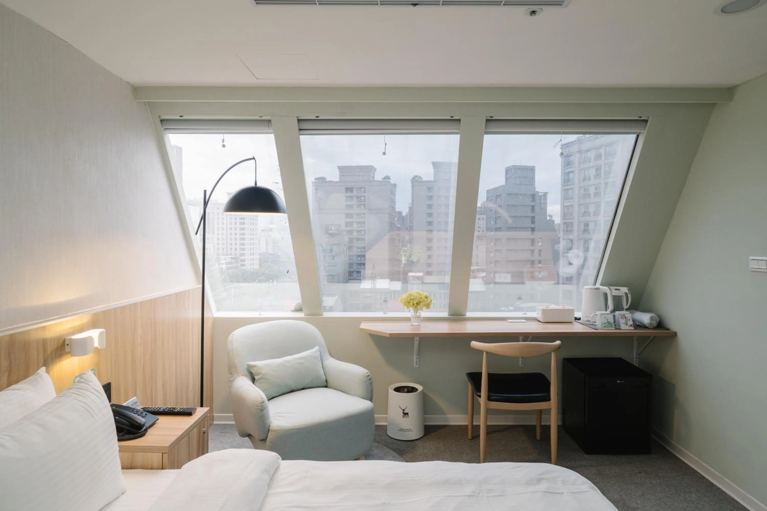 City view in Hotel attic