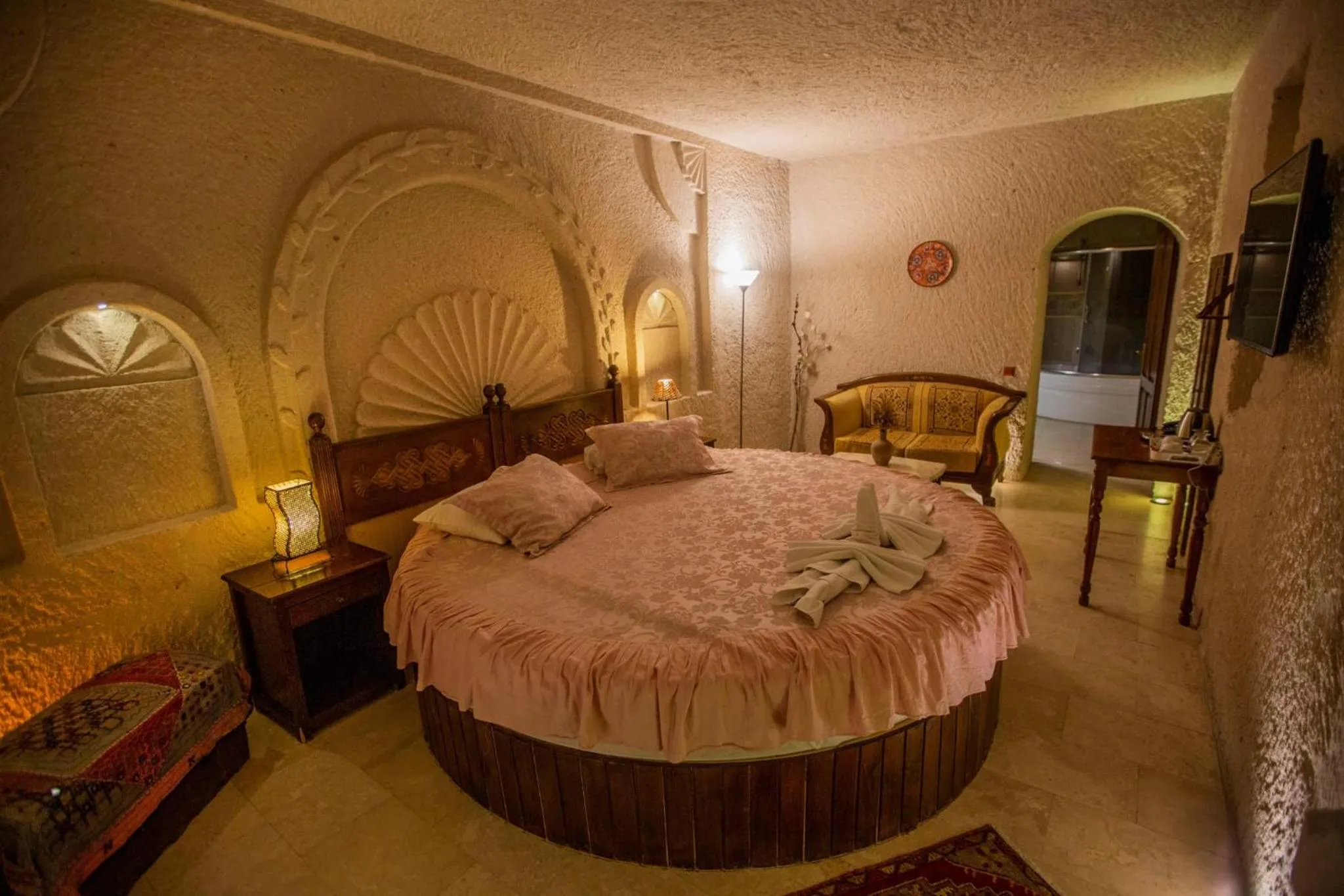 Bed in Hermes Cave Hotel