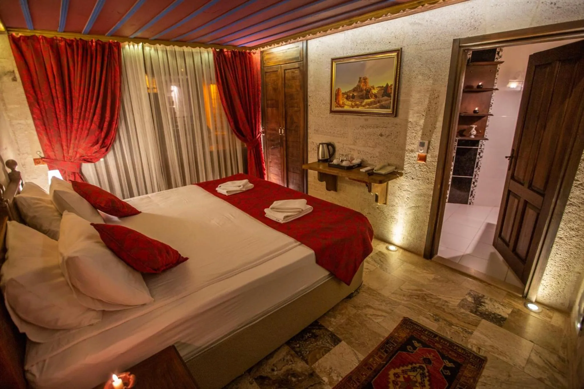 Bed in Hermes Cave Hotel