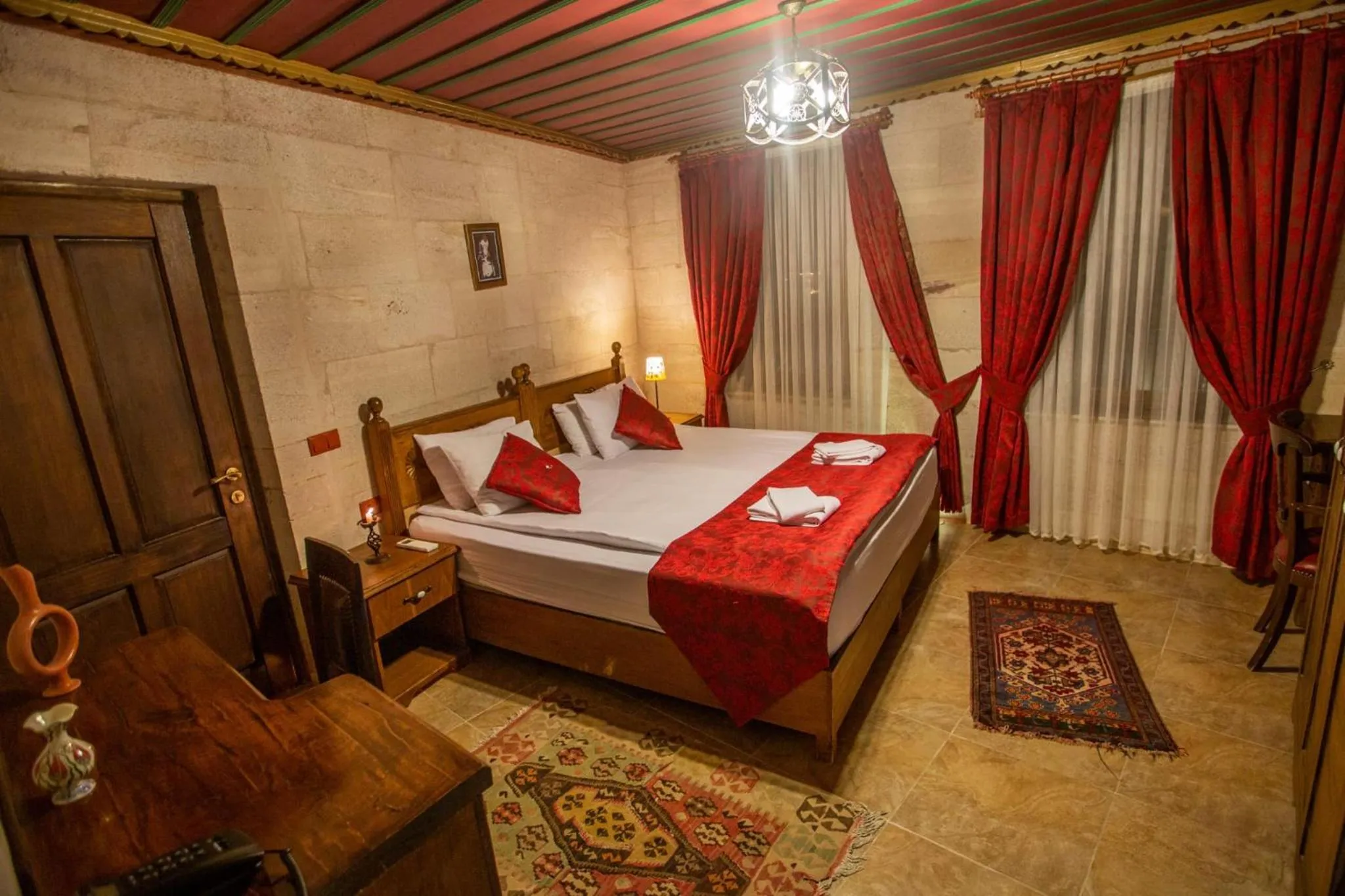 Bed in Hermes Cave Hotel