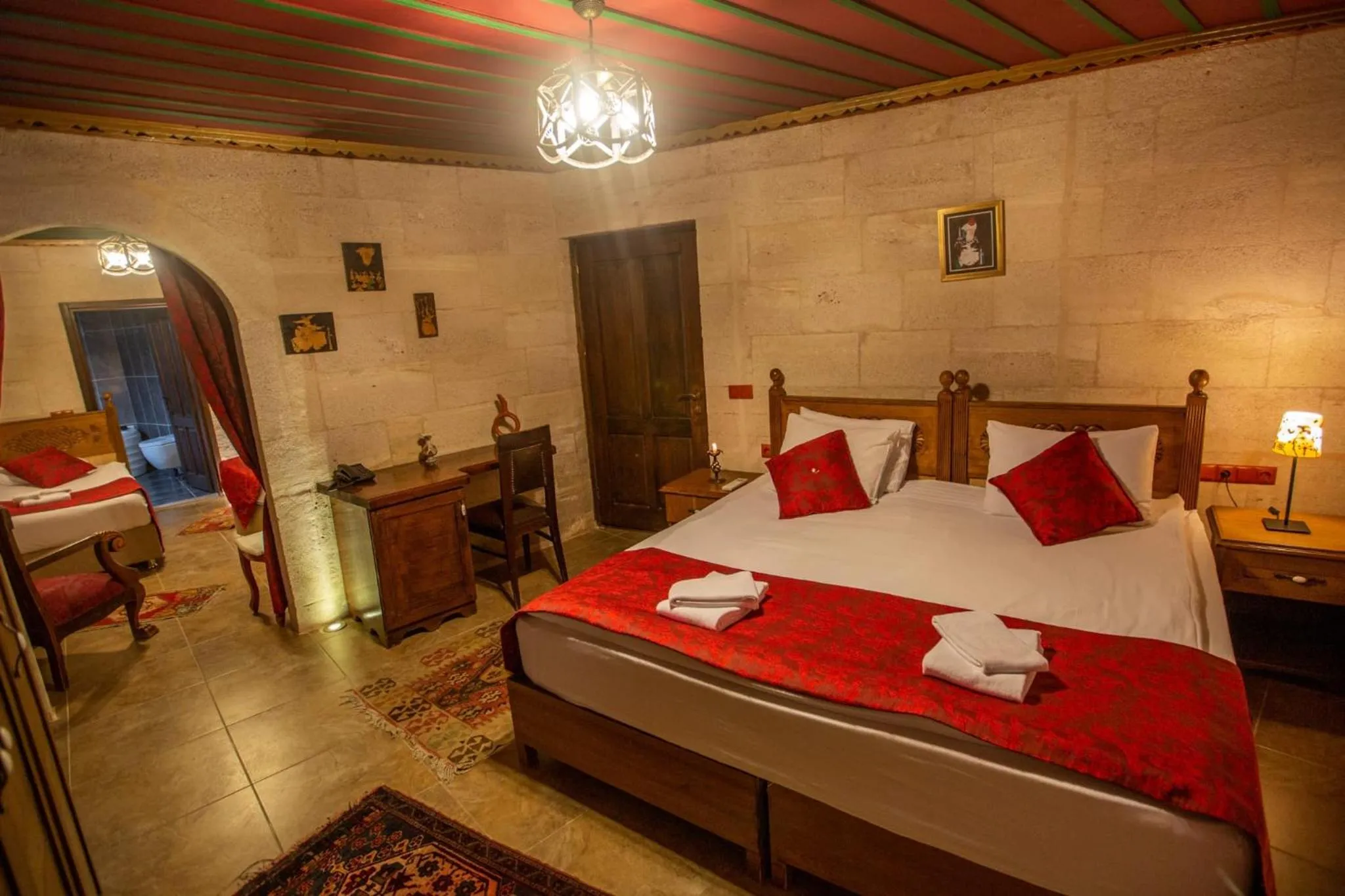 Bed in Hermes Cave Hotel