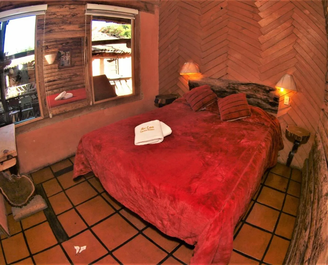 Bed in Hotel Cabaña Los Ruiseñores