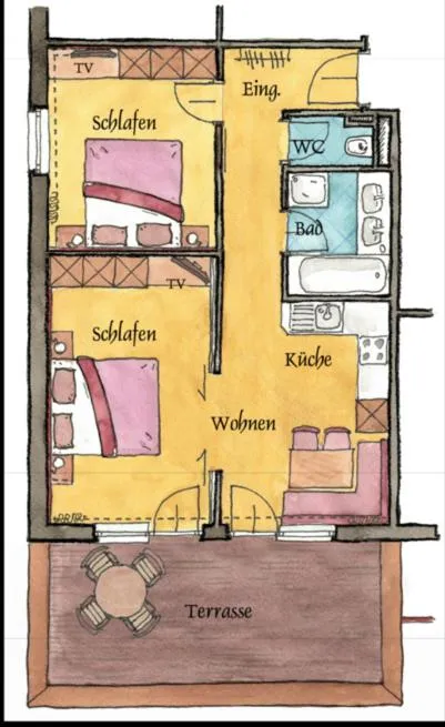 Floor plan, Bed in Hotel Universo