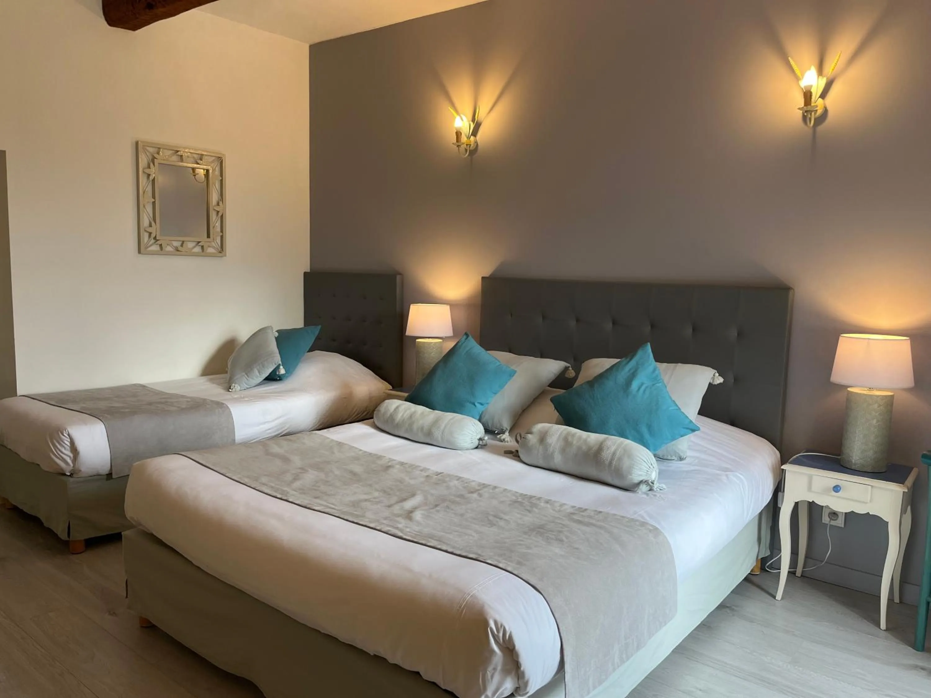 Bedroom, Bed in Logis Hôtel La Bastide des Monges