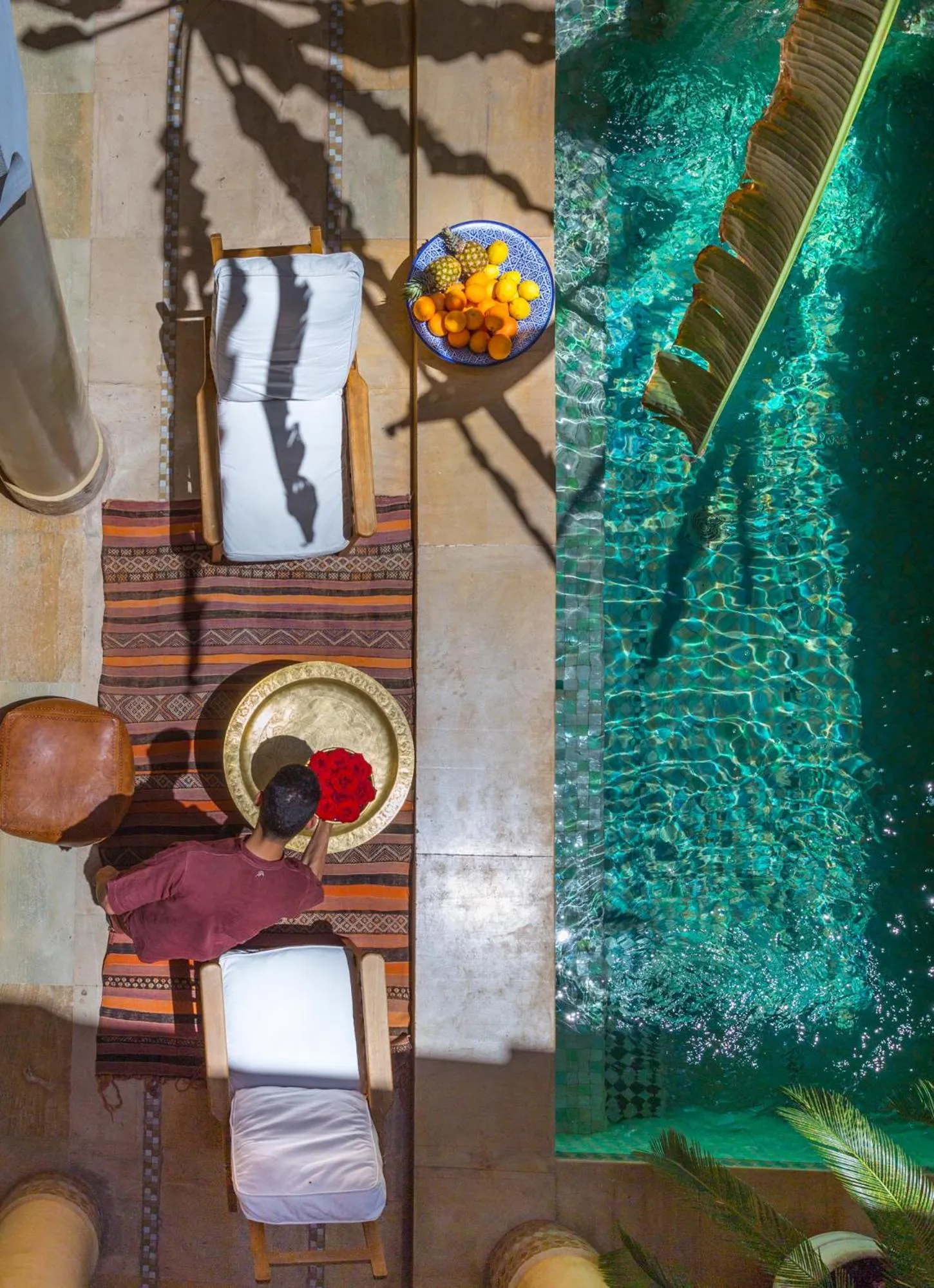 Pool view in Riad Azoulay