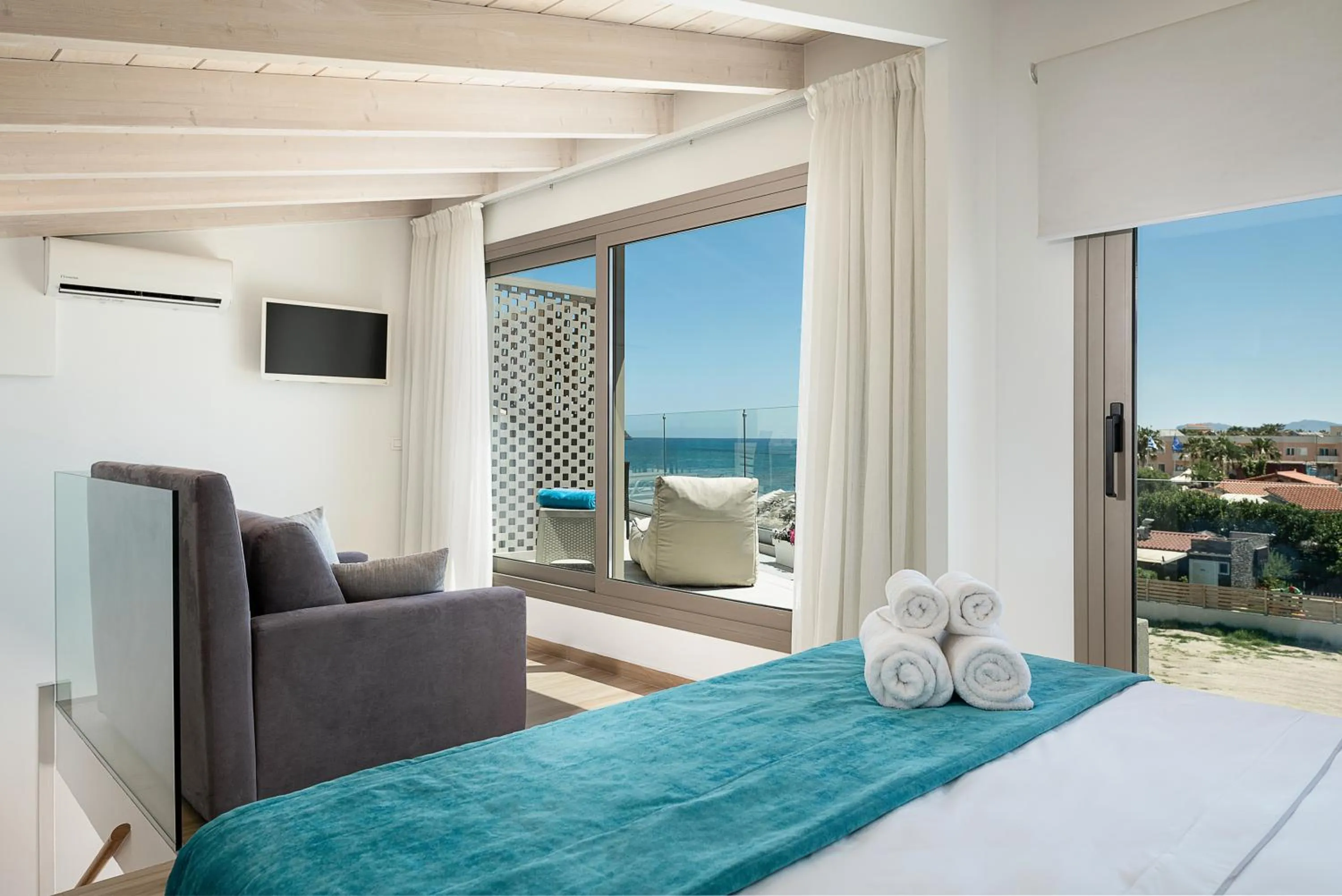 View (from property/room), Bed in Vergina Beach Hotel