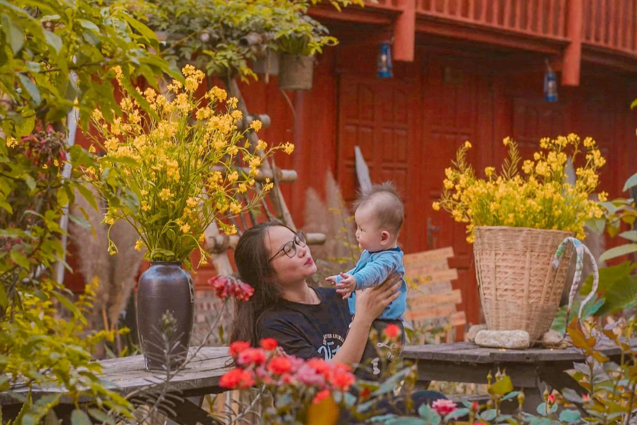 Family in Golden Jungle House