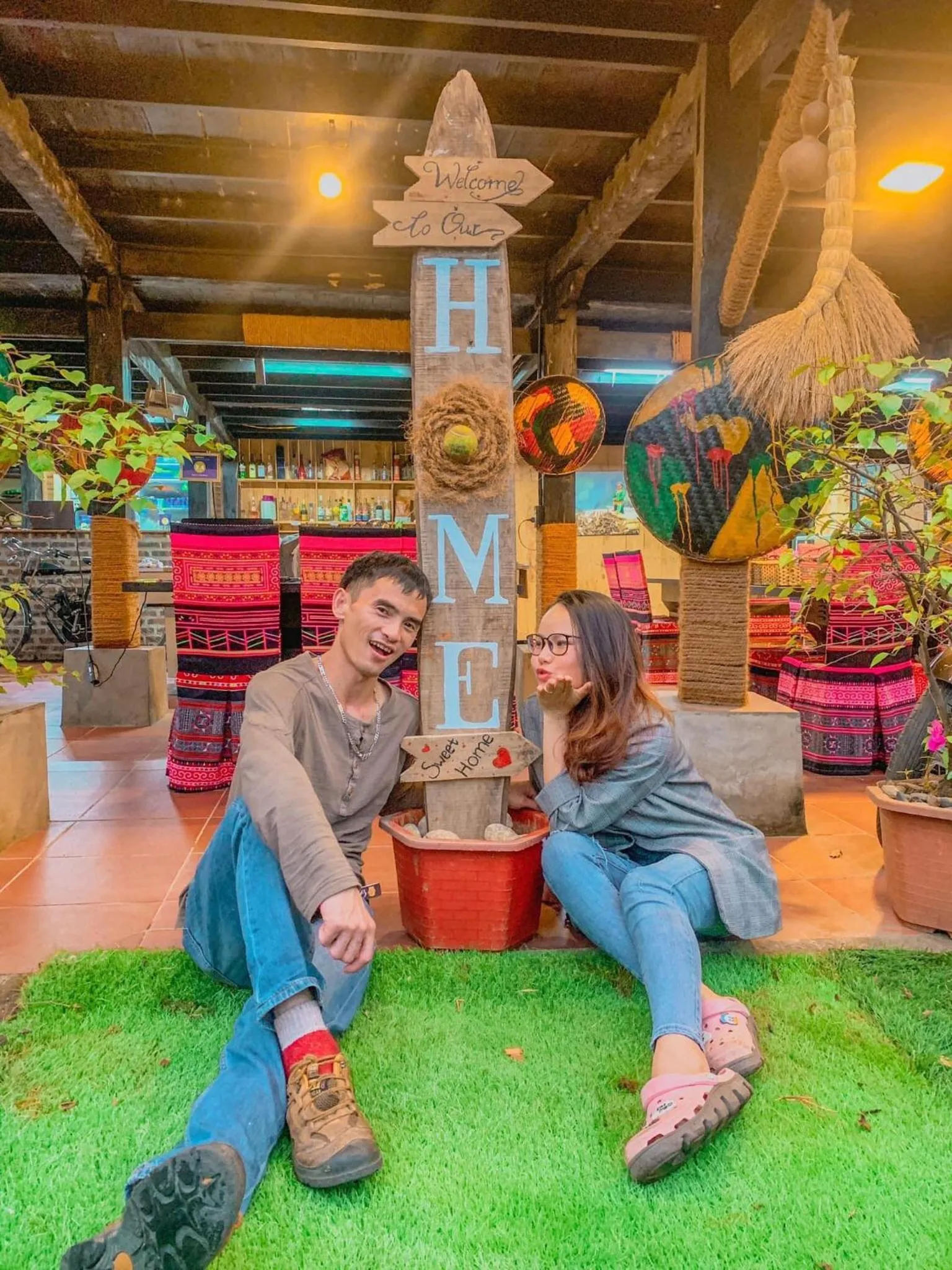 People in Golden Jungle House