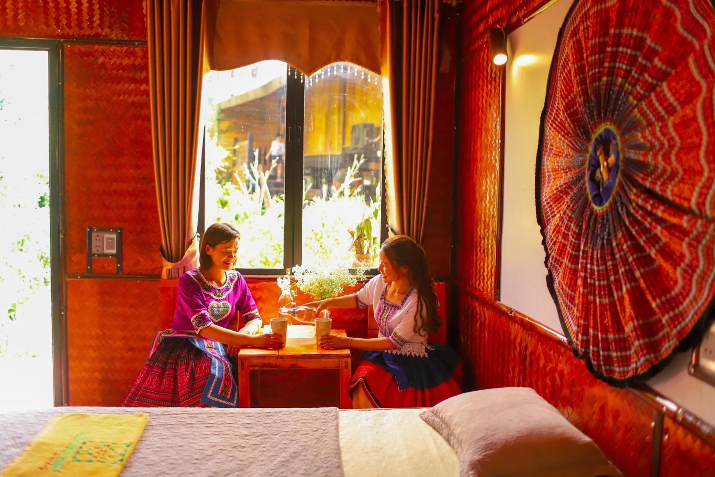 People in Golden Jungle House