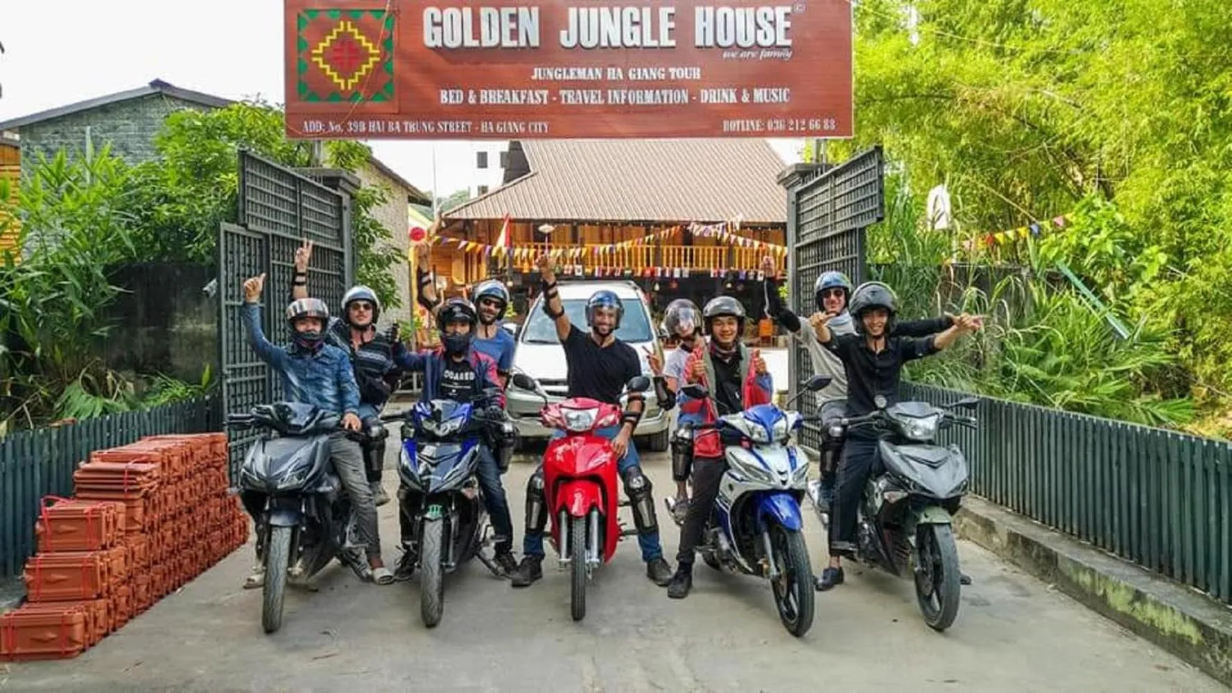 People in Golden Jungle House