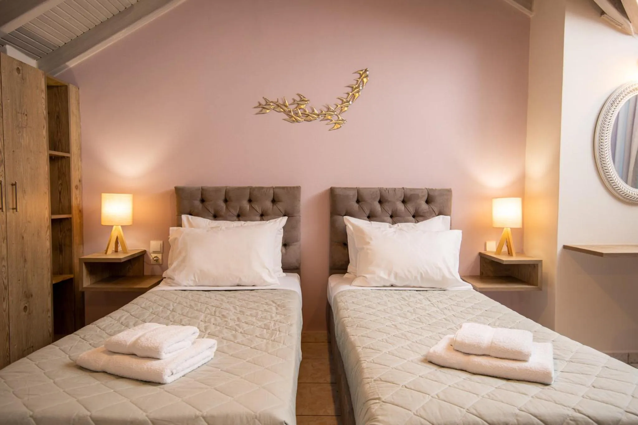 Bed in Koukos Loft Apartments