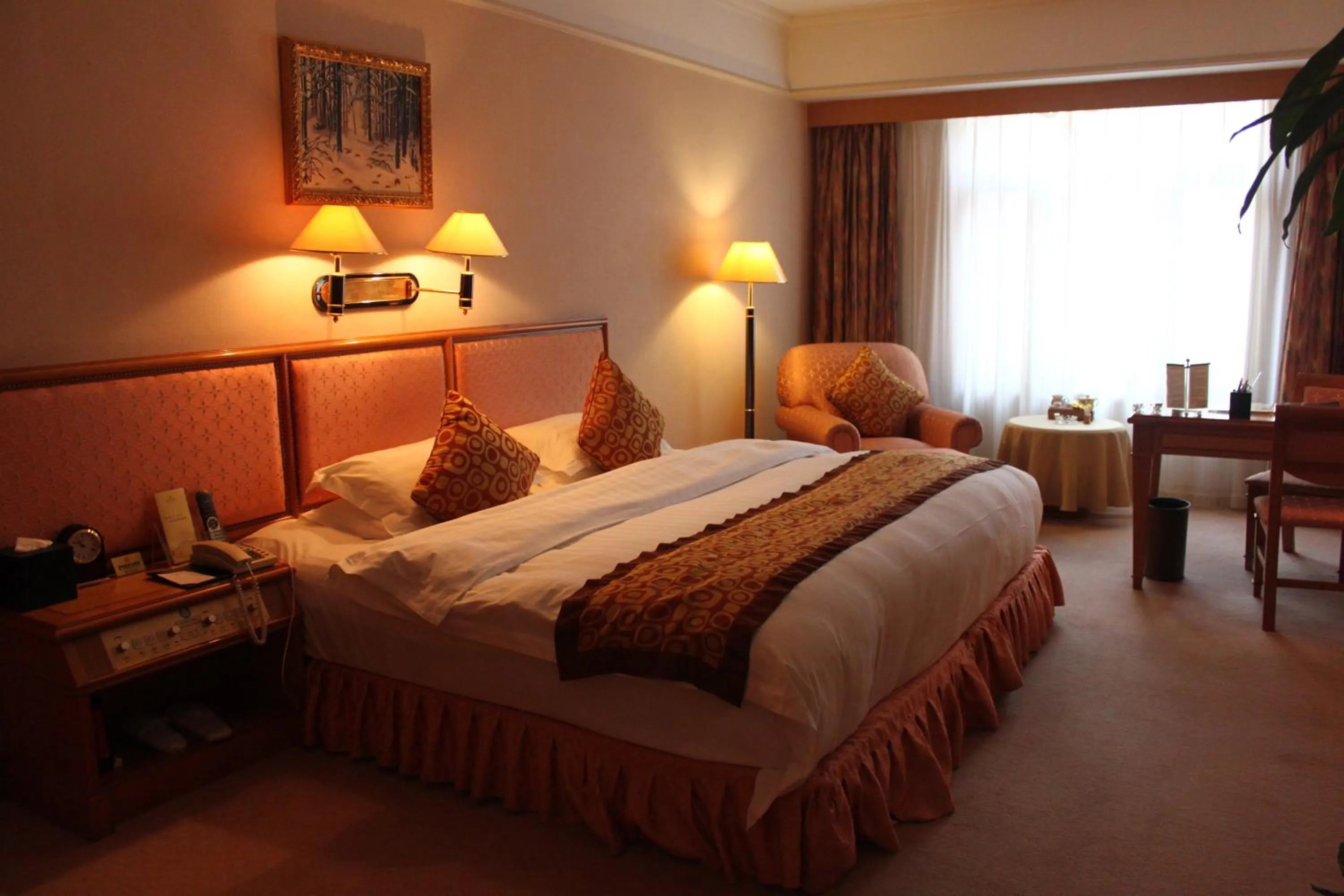 Decorative detail, Bed in Qingdao Oceanwide Elite Hotel