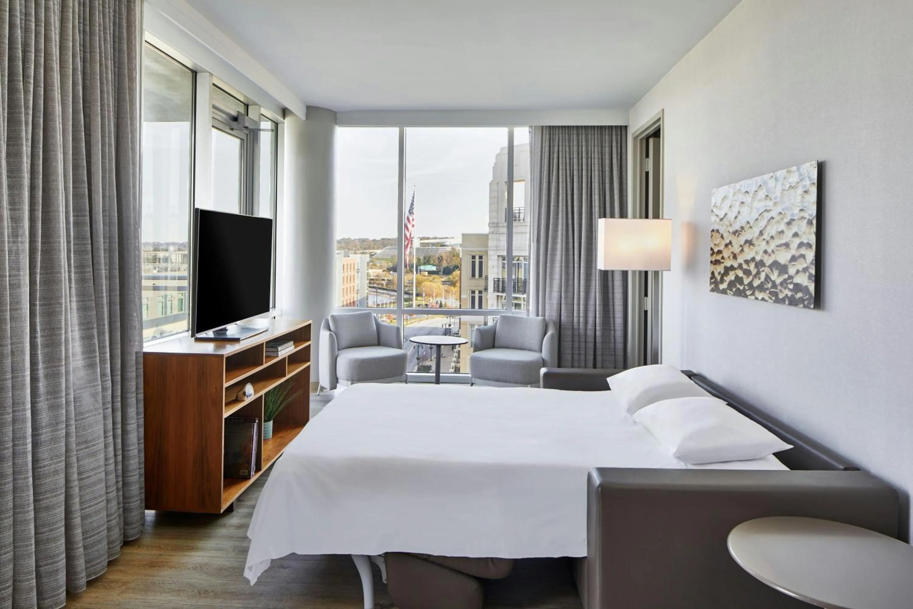 Living room, Bed in AC Hotel National Harbor Washington, DC Area