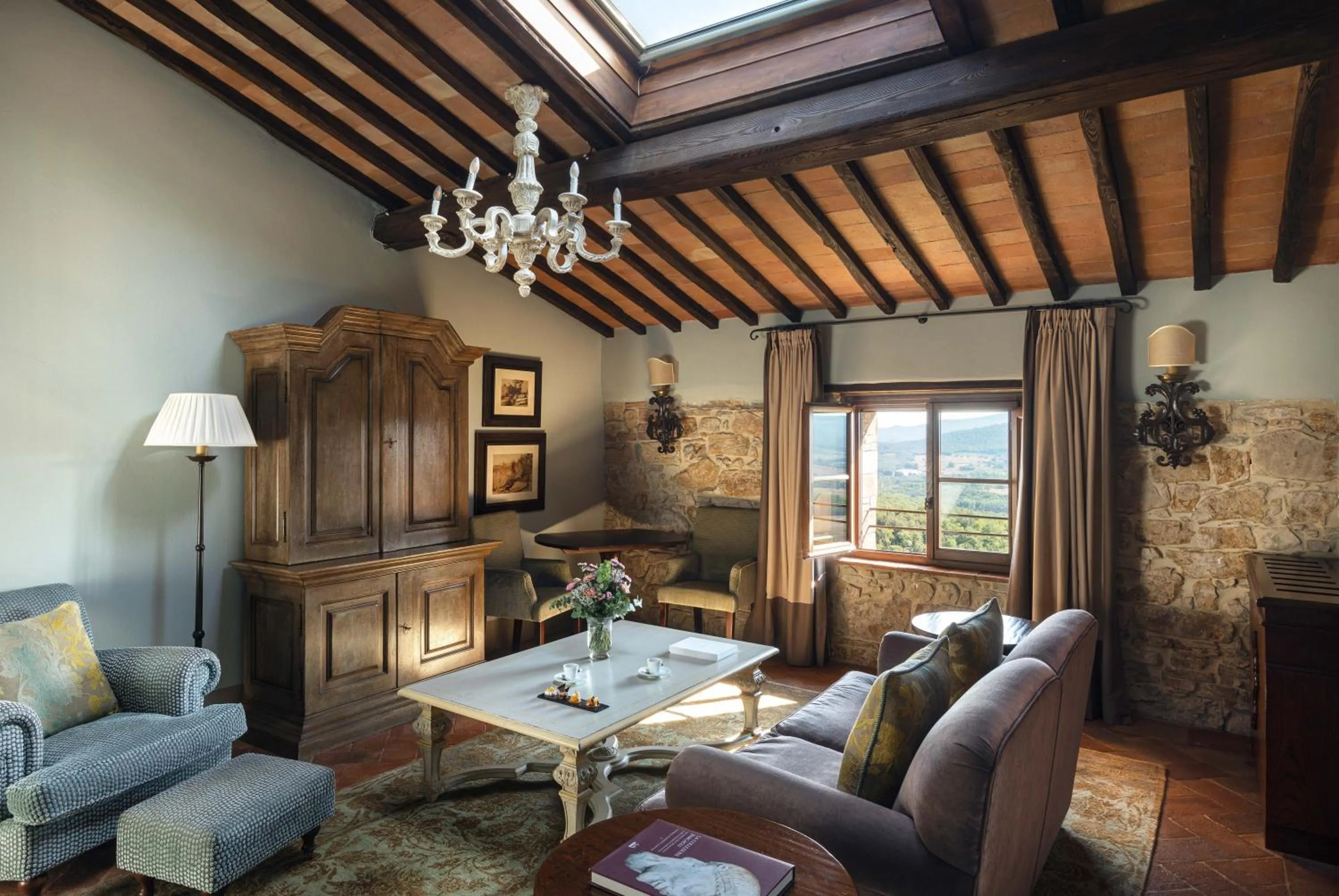 Living room in Castello di Casole, A Belmond Hotel, Tuscany