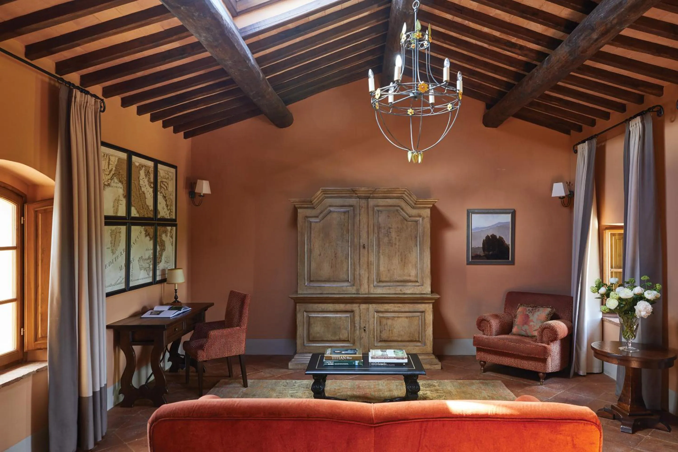 Living room in Castello di Casole, A Belmond Hotel, Tuscany
