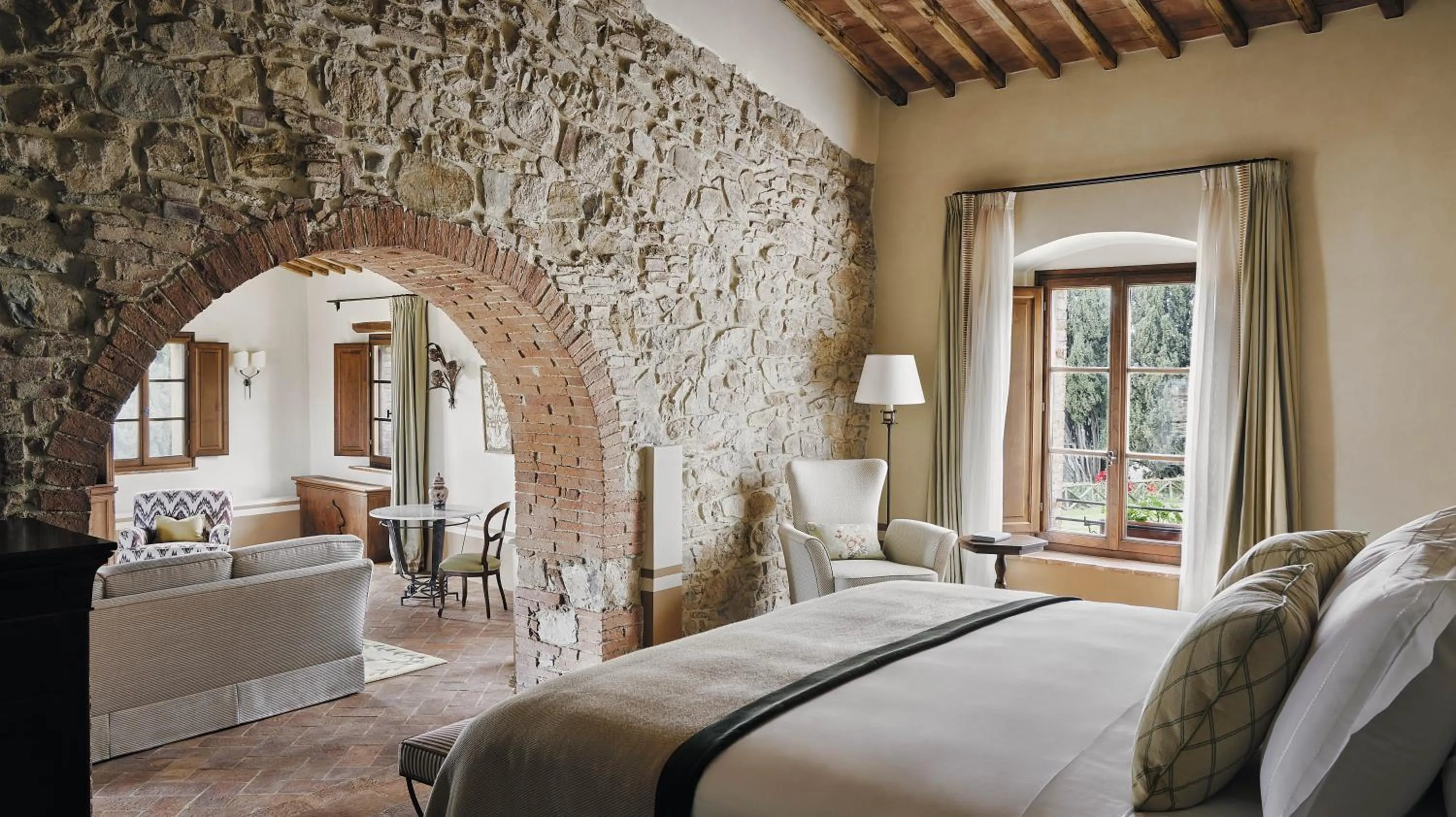 Bedroom, Bed in Castello di Casole, A Belmond Hotel, Tuscany