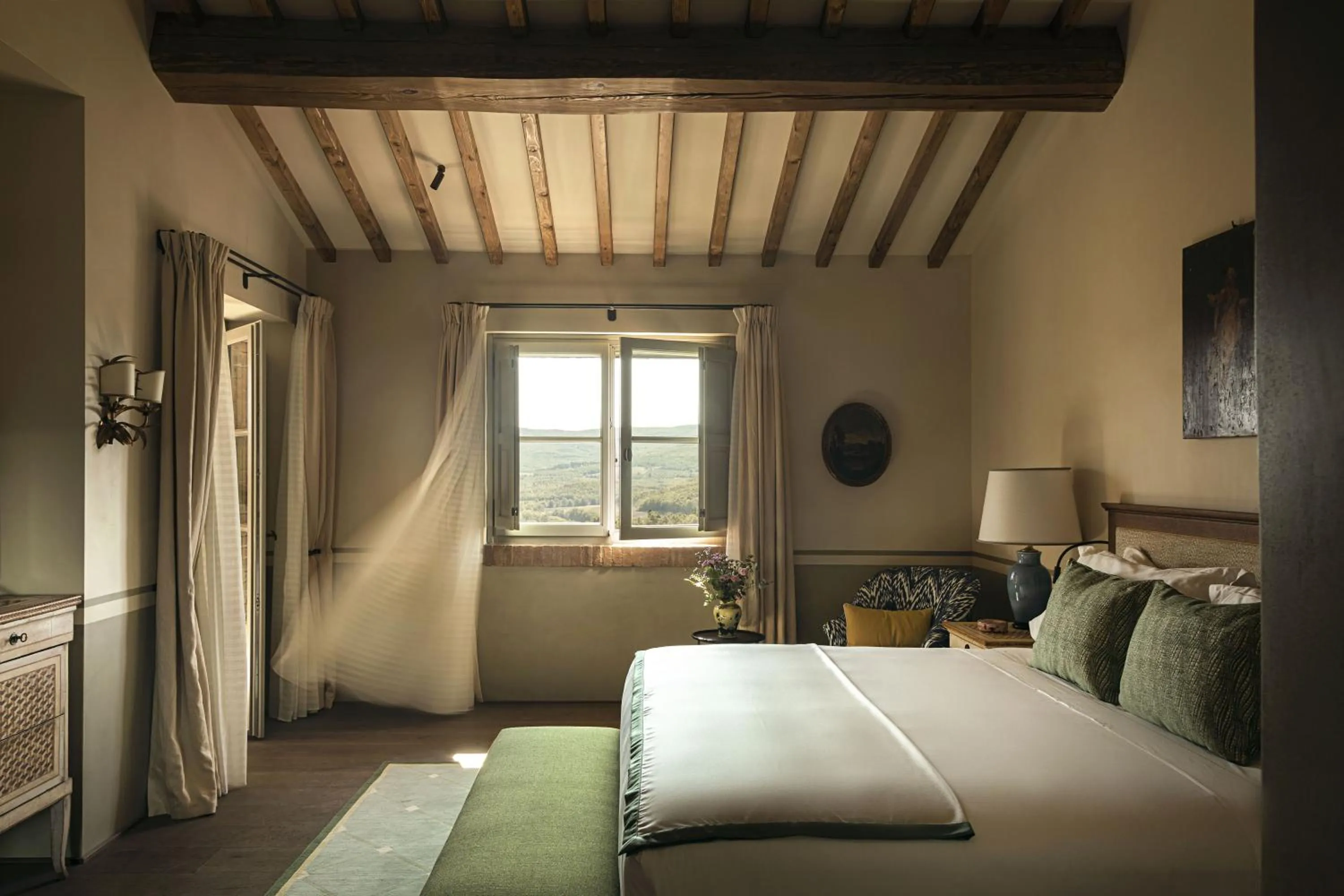 Bedroom, Bed in Castello di Casole, A Belmond Hotel, Tuscany
