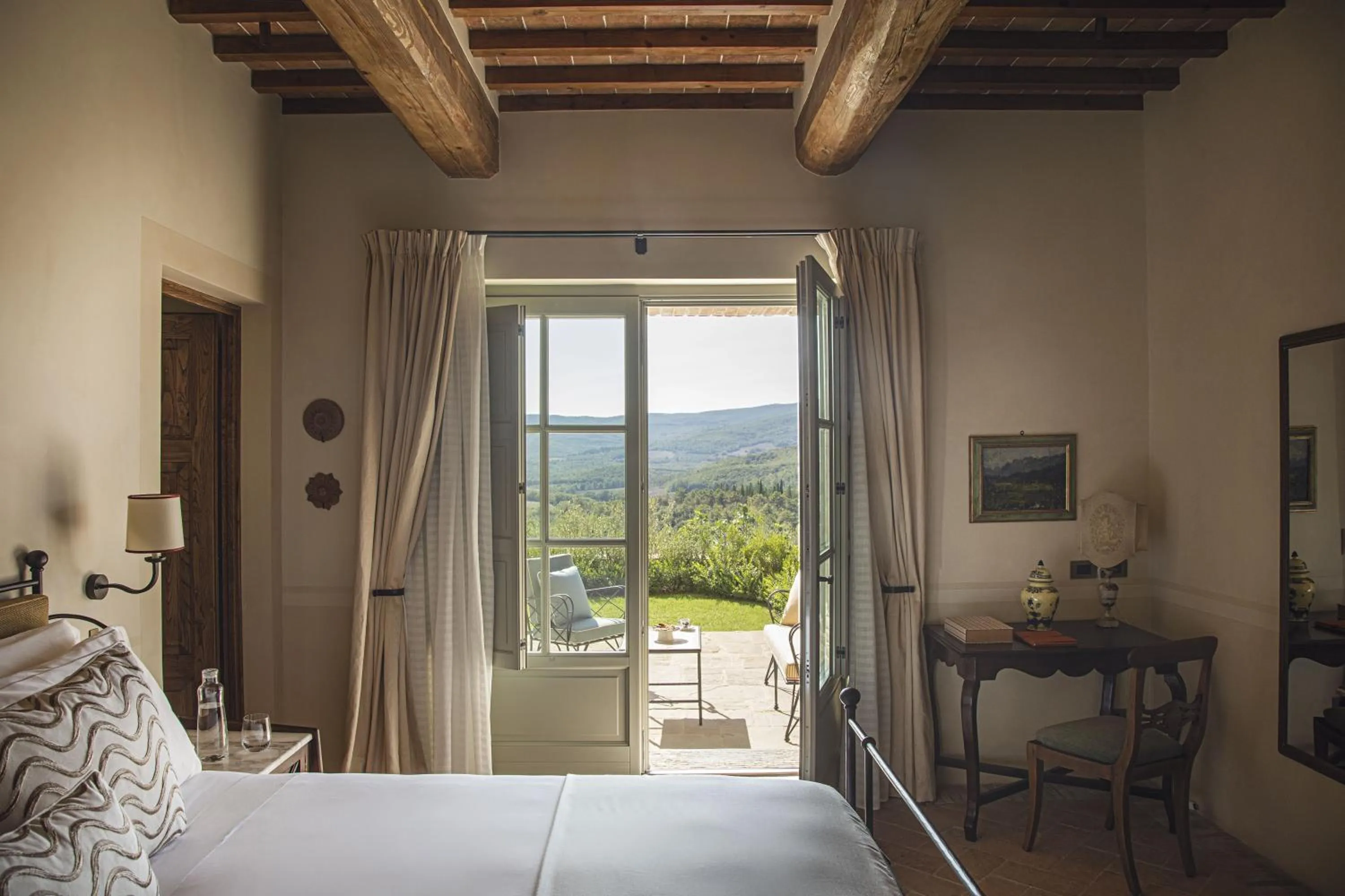 Bedroom, Bed in Castello di Casole, A Belmond Hotel, Tuscany