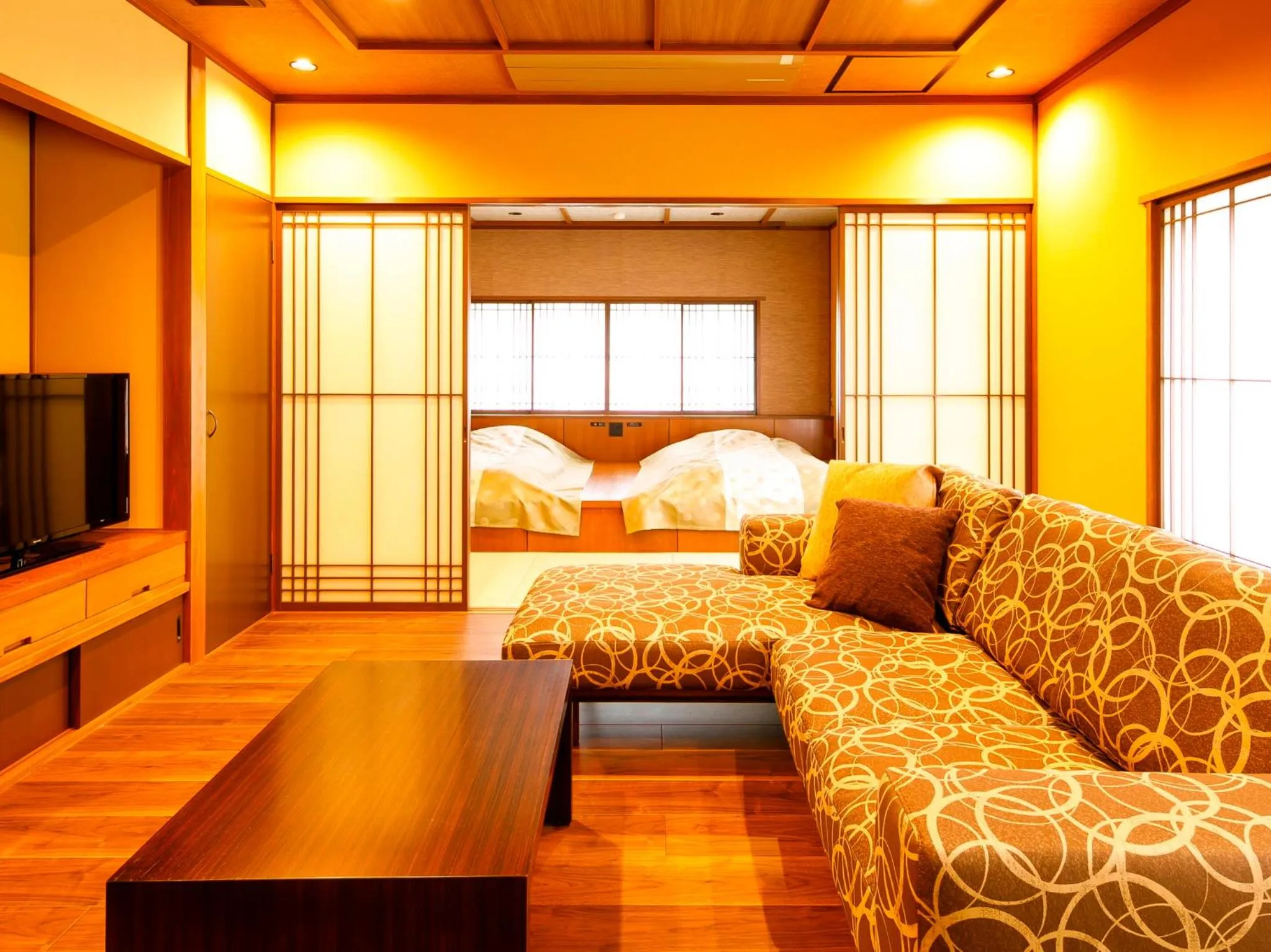 Bed in Kanazawa Yuwaku Onsen Kokarian