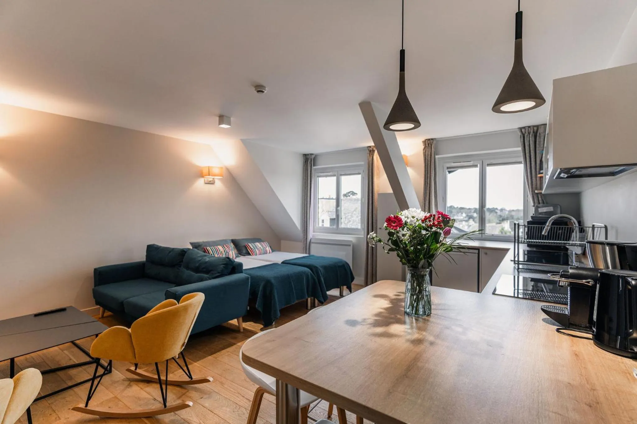 Kitchen or kitchenette in Le Cornouaille Hotel & Spa