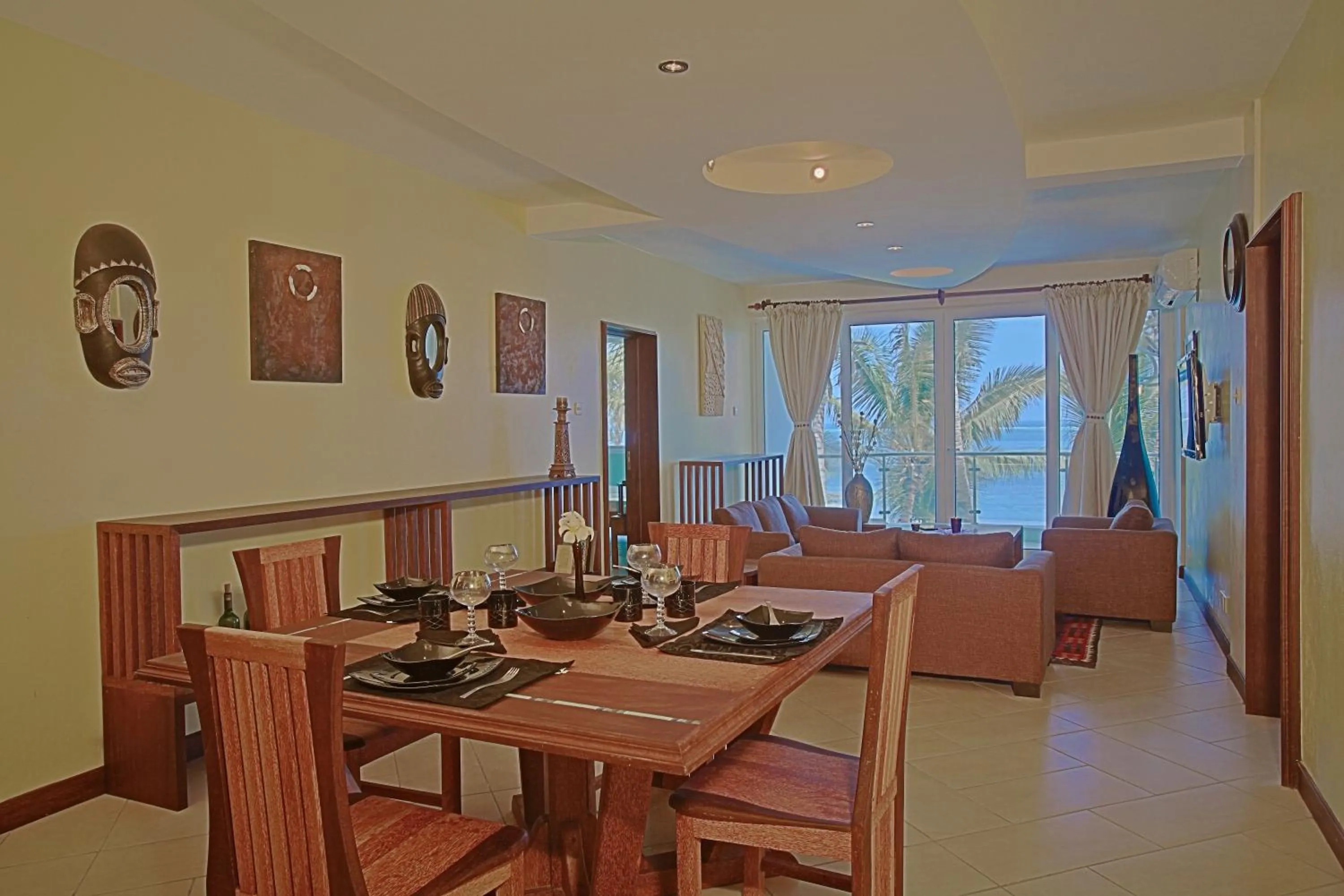Living room in Cowrie Shell Beach Apartments Official