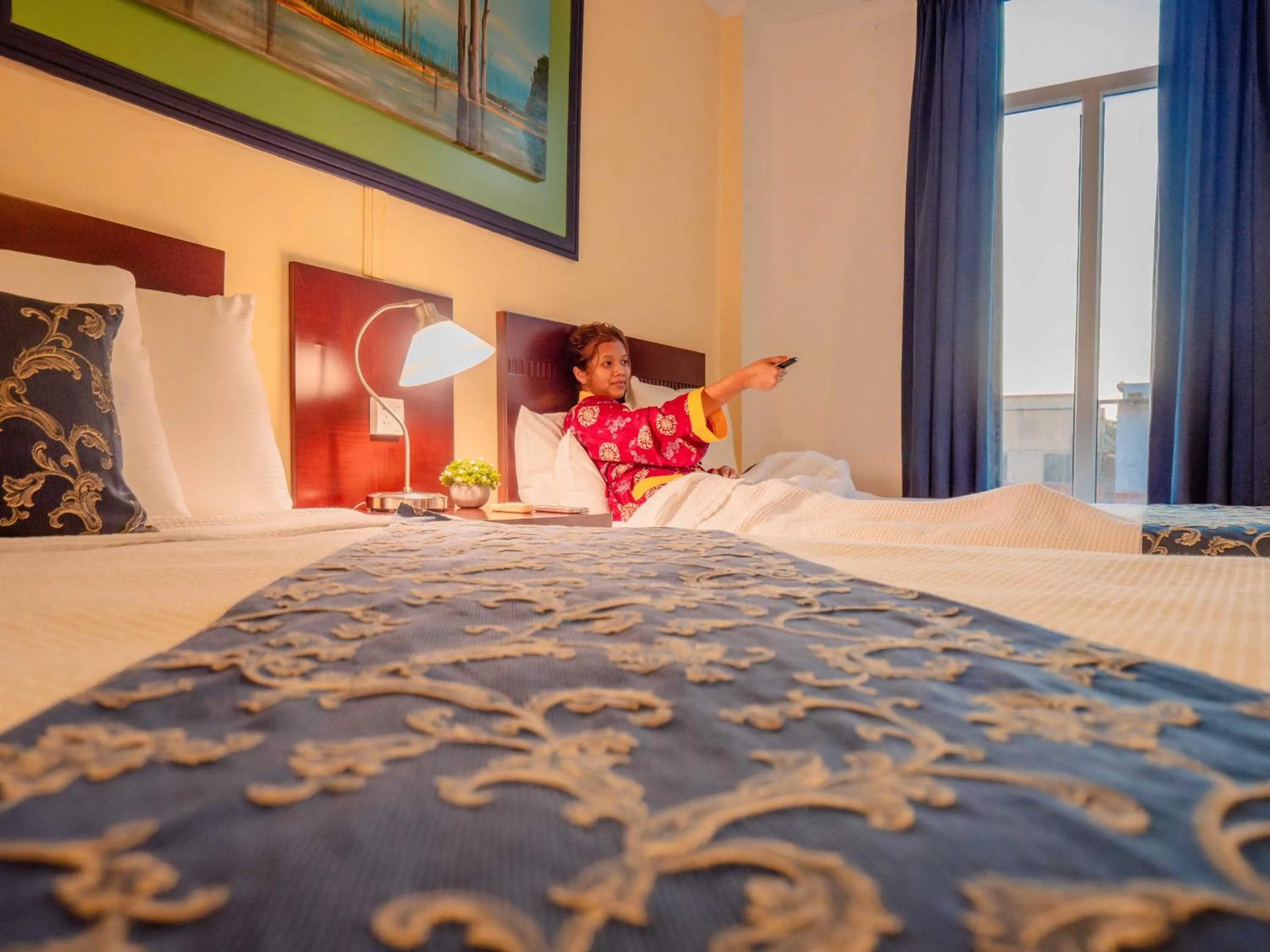 Bed in Hotel Palacio