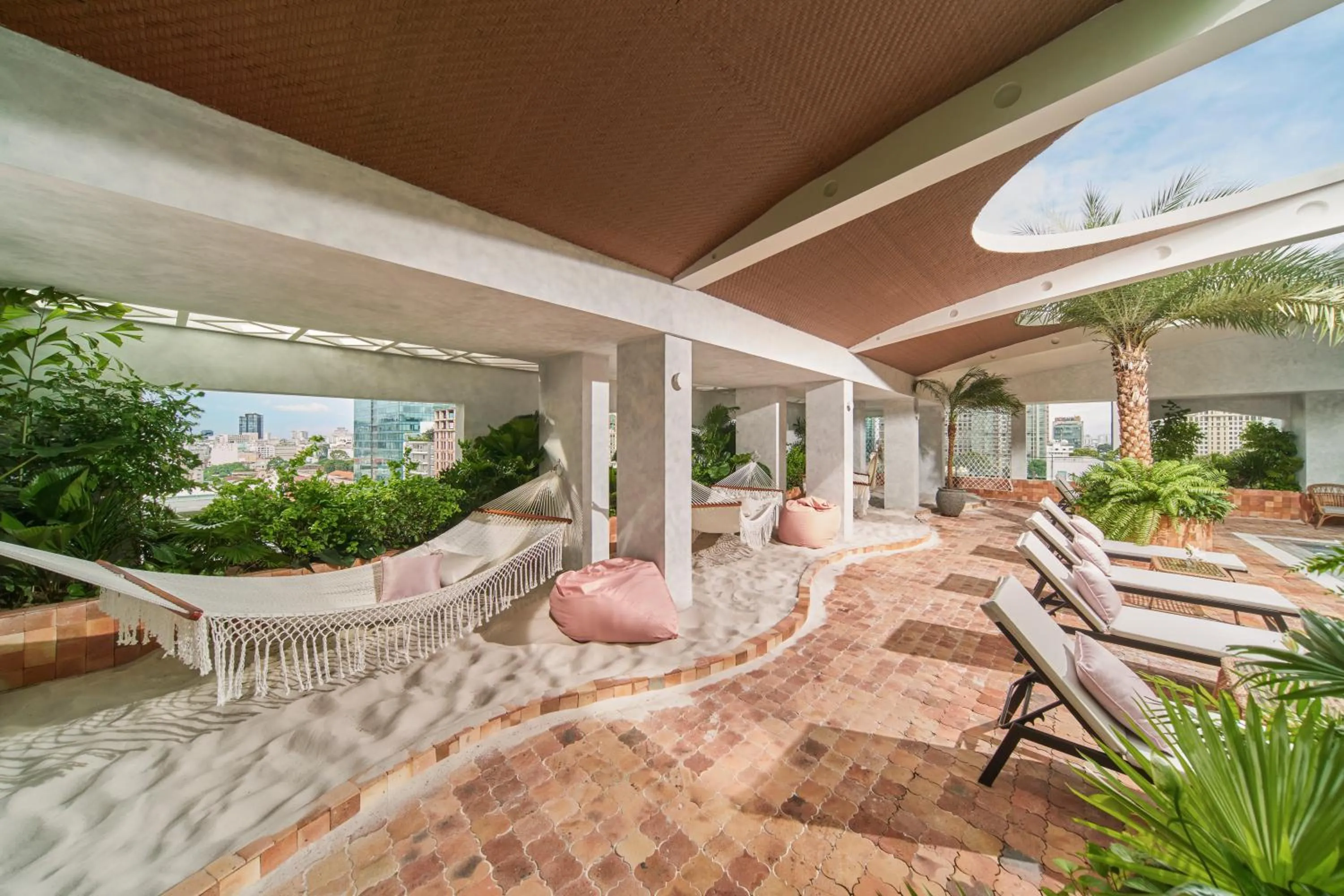 Pool view in Silverland Mây Hotel