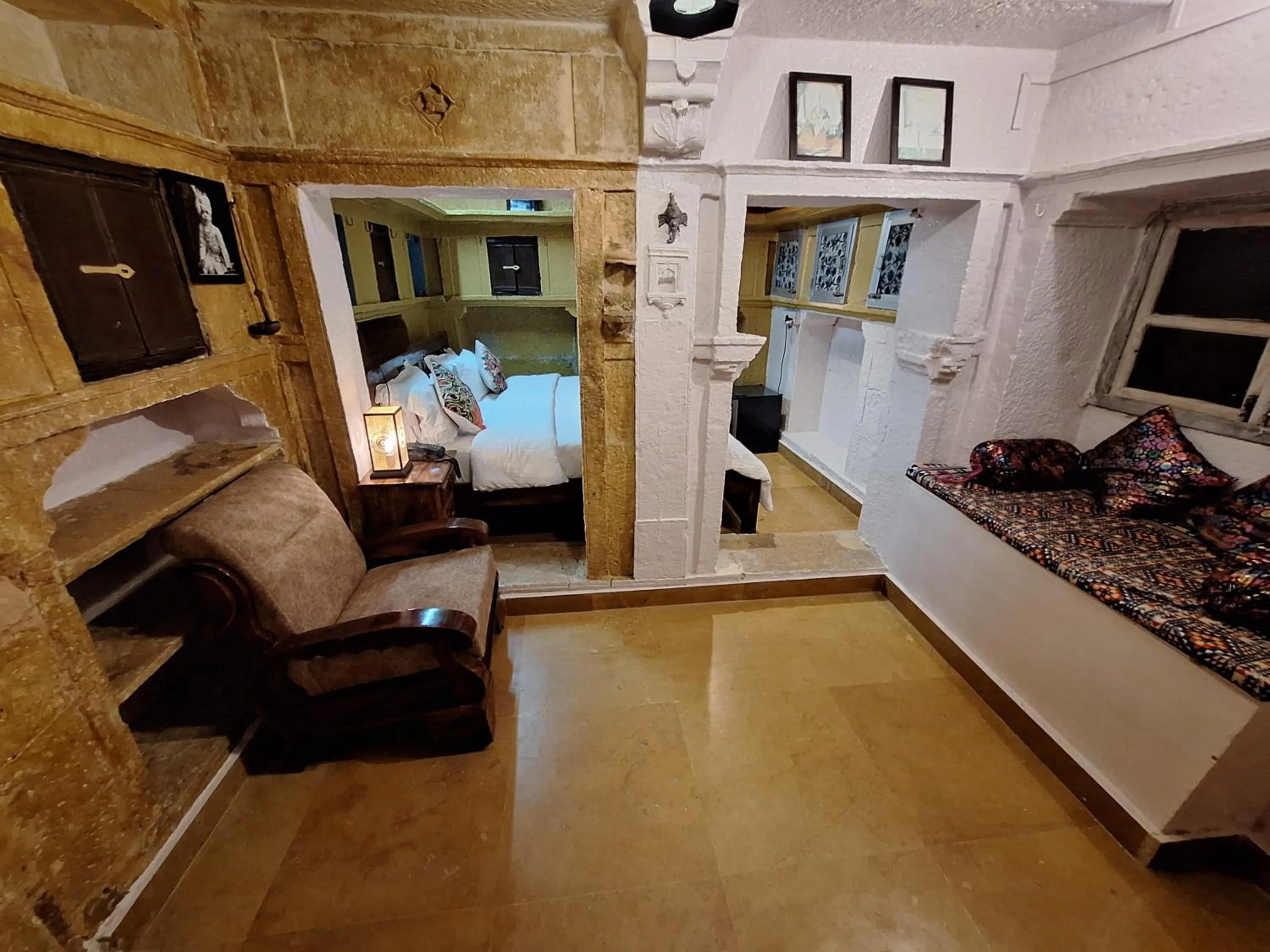 Bed in Desert Haveli Guest House