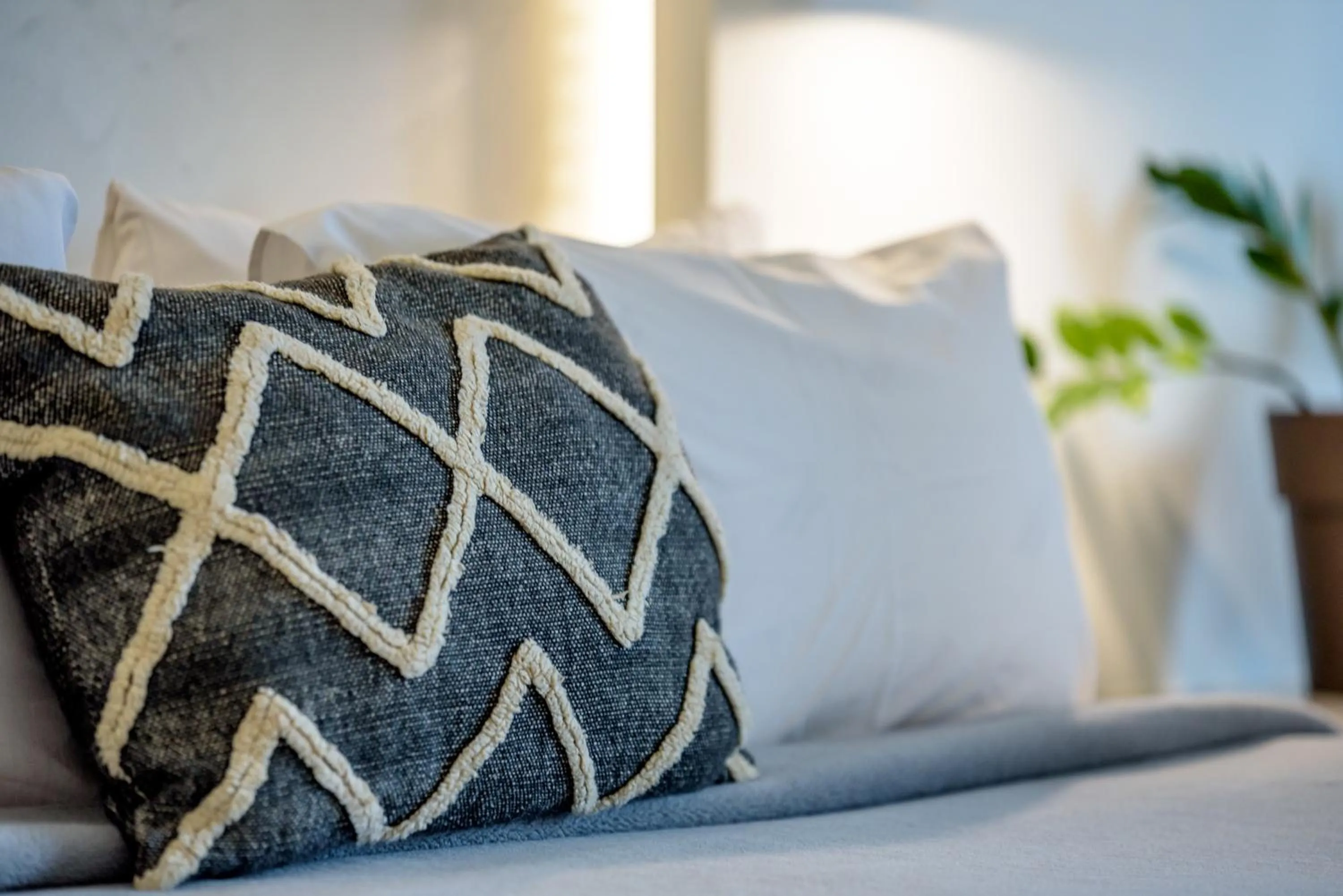 Bed in George & Joanna Suites Santorini