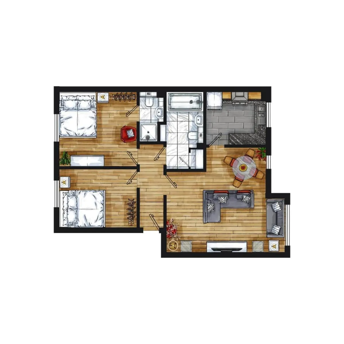 2 Bed Flat, Dedicated workspace, Parking, 4KTV