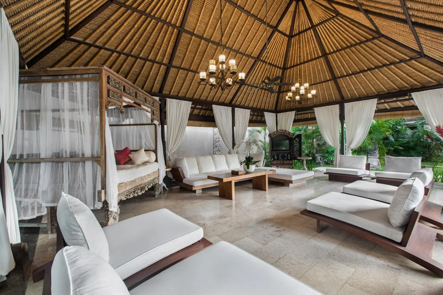 Seating area, Bed in Villa Pantai Karang