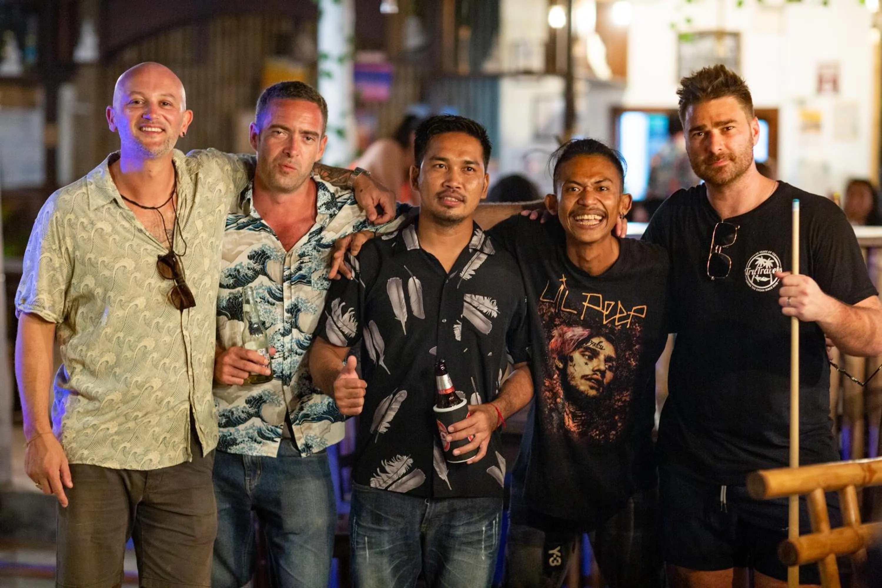 group of guests in Tiki Beach Koh Phangan Beach Restaurant Bar and Coworking