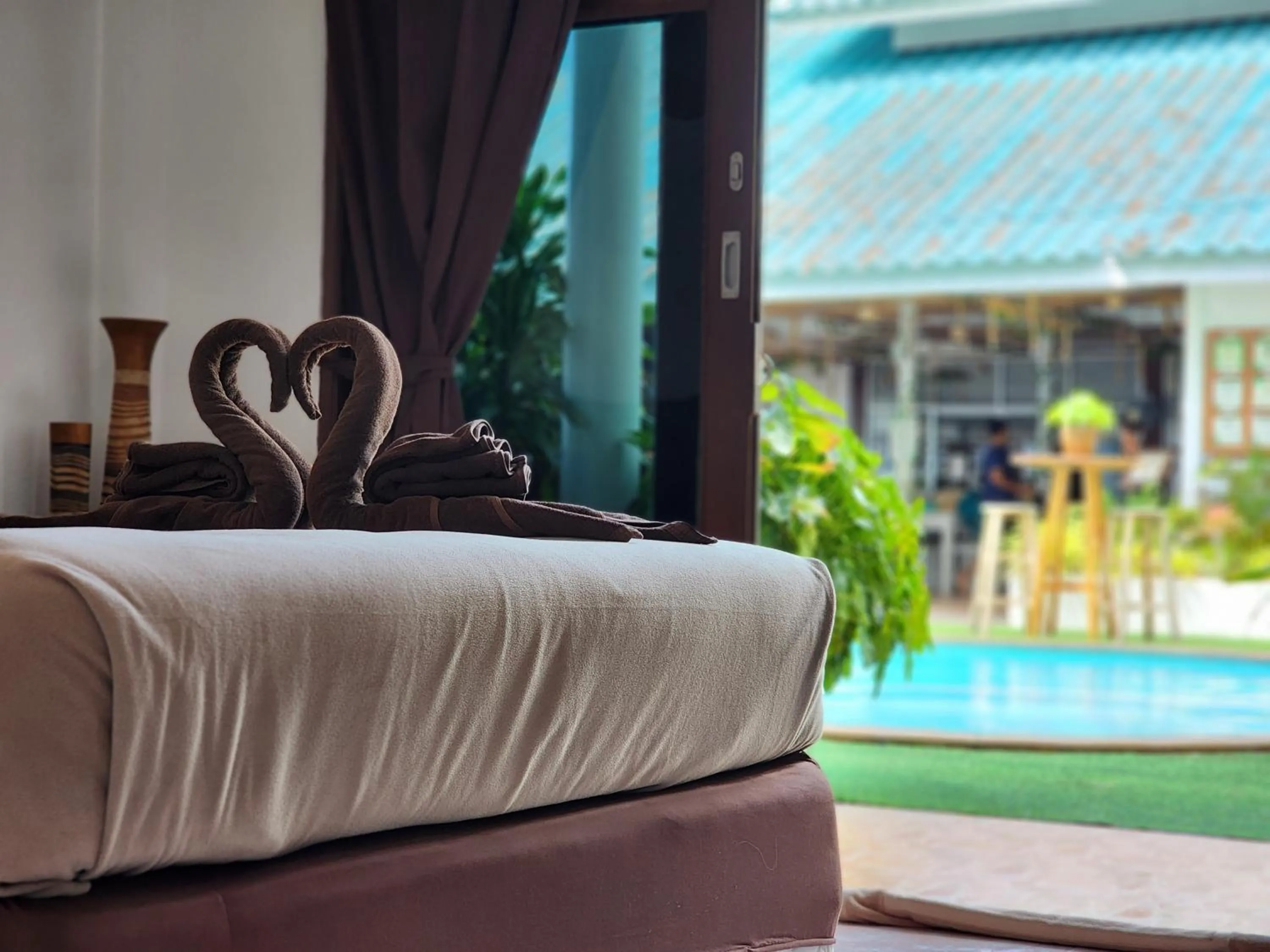 Bed in Tiki Beach Koh Phangan Beach Restaurant Bar and Coworking