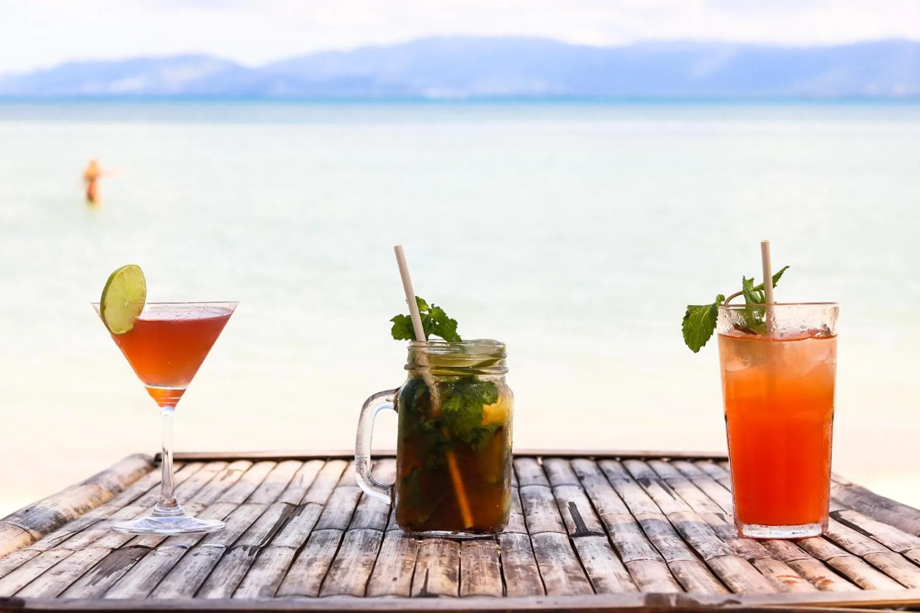 Drinks in Tiki Beach Koh Phangan Beach Restaurant Bar and Coworking