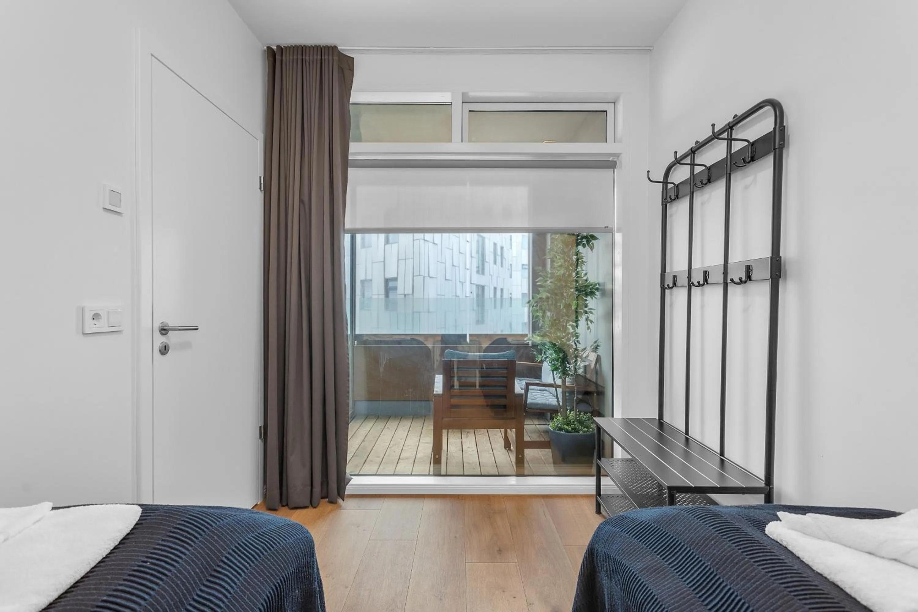 Balcony/Terrace, Bed in Sif Apartments by Heimaleiga