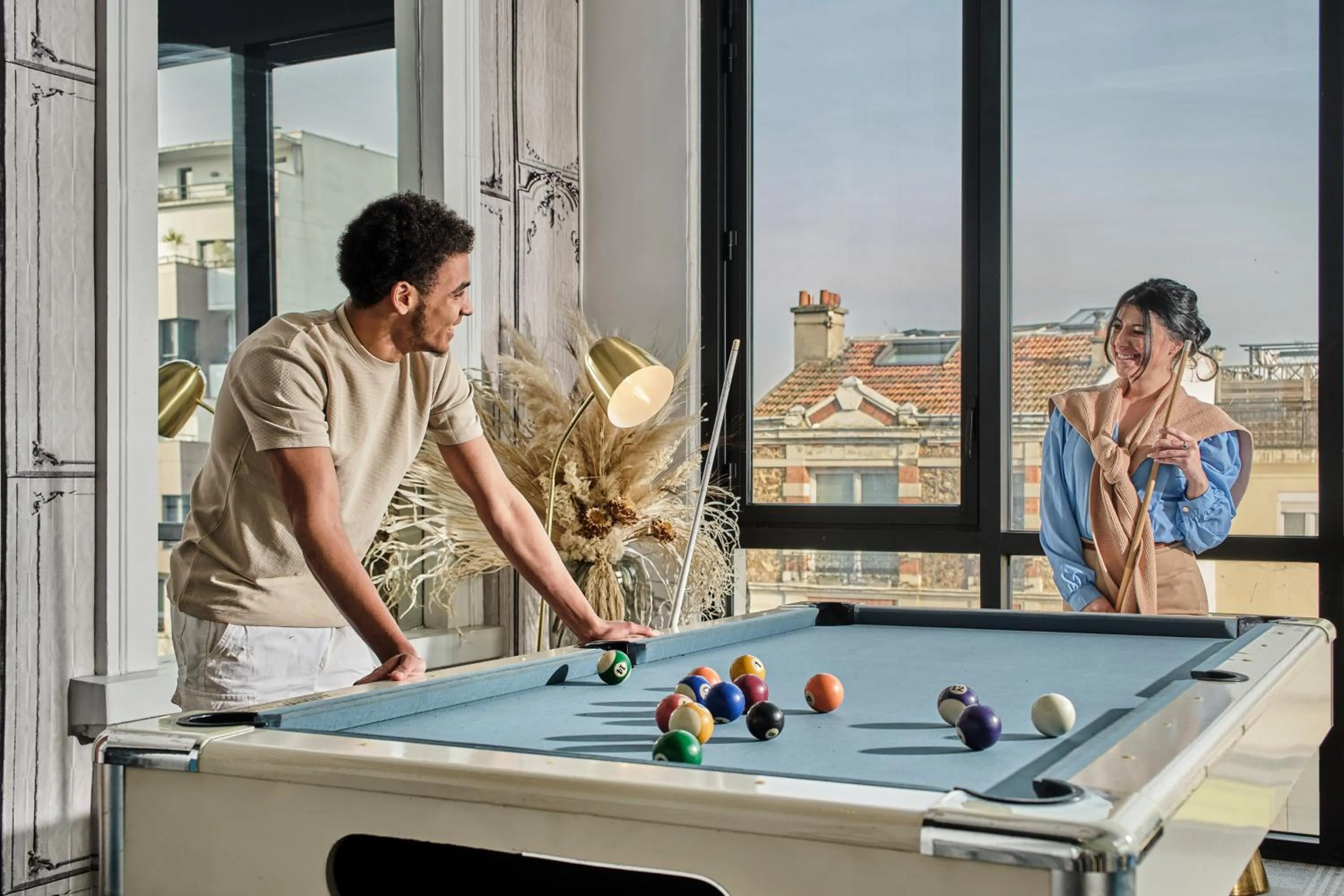 Billiard in Hotel Atrium by Happyculture