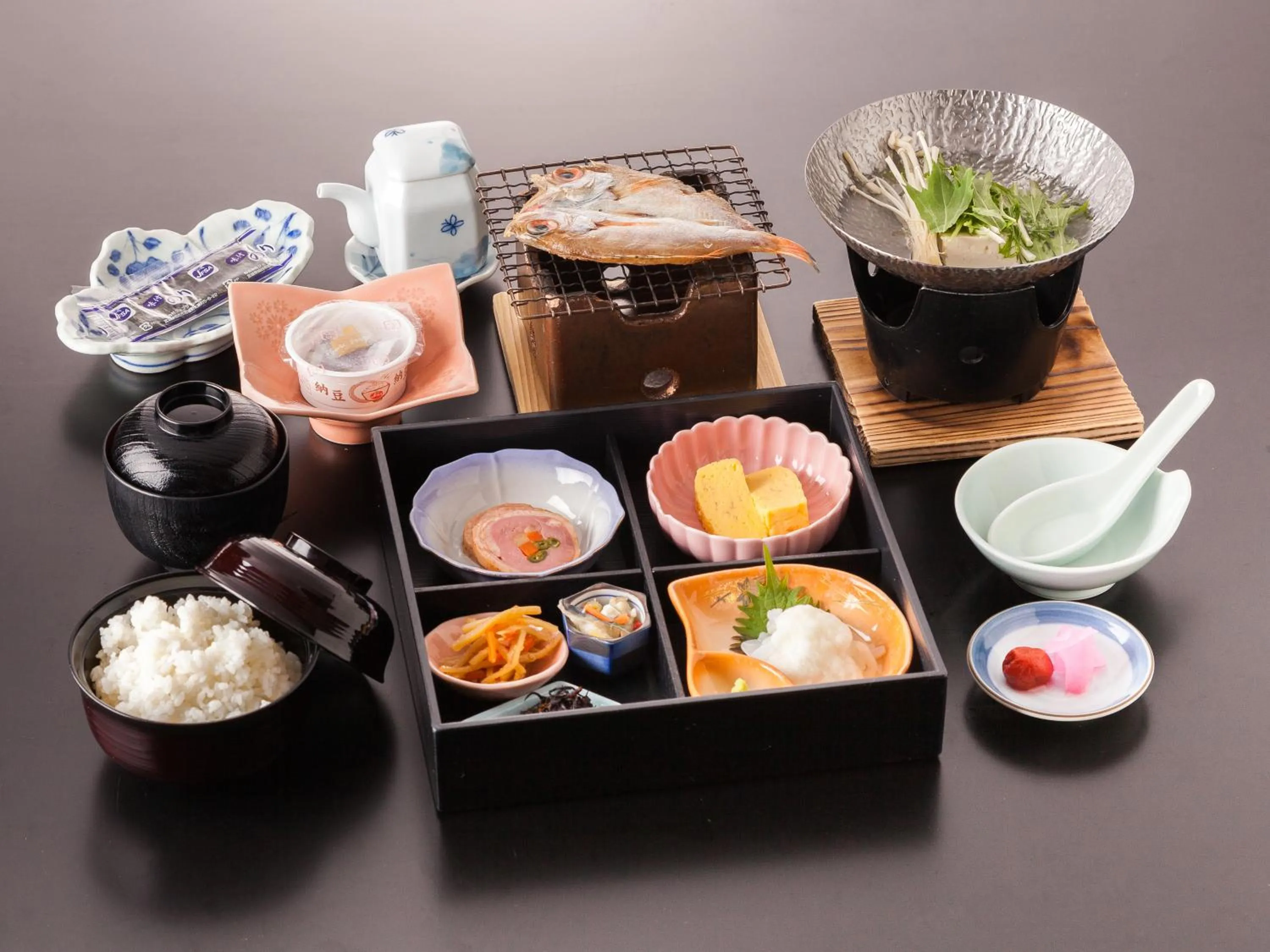 Asian breakfast in Kinta no sato