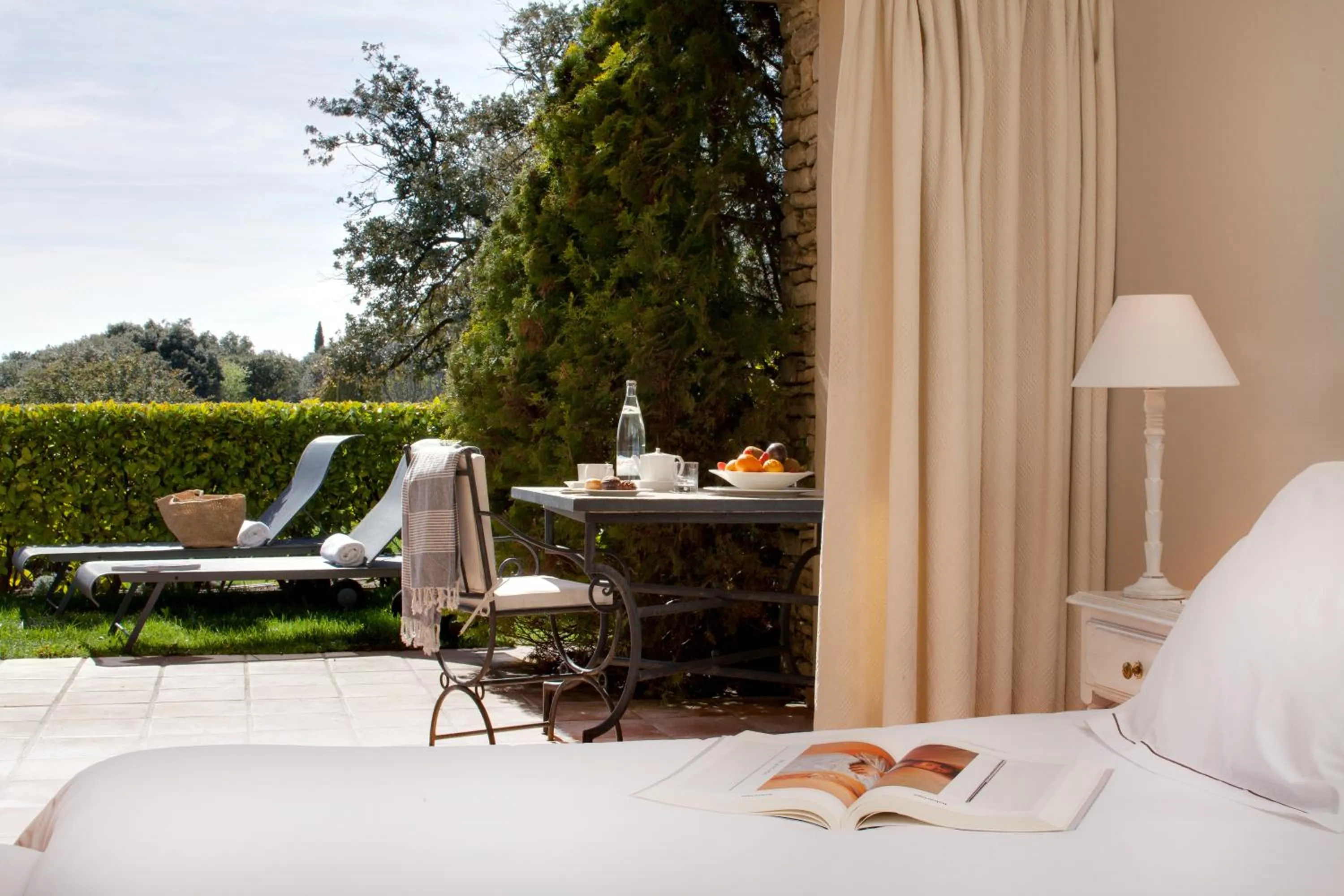 Seating area, Bed in Hotel Les Bories & Spa