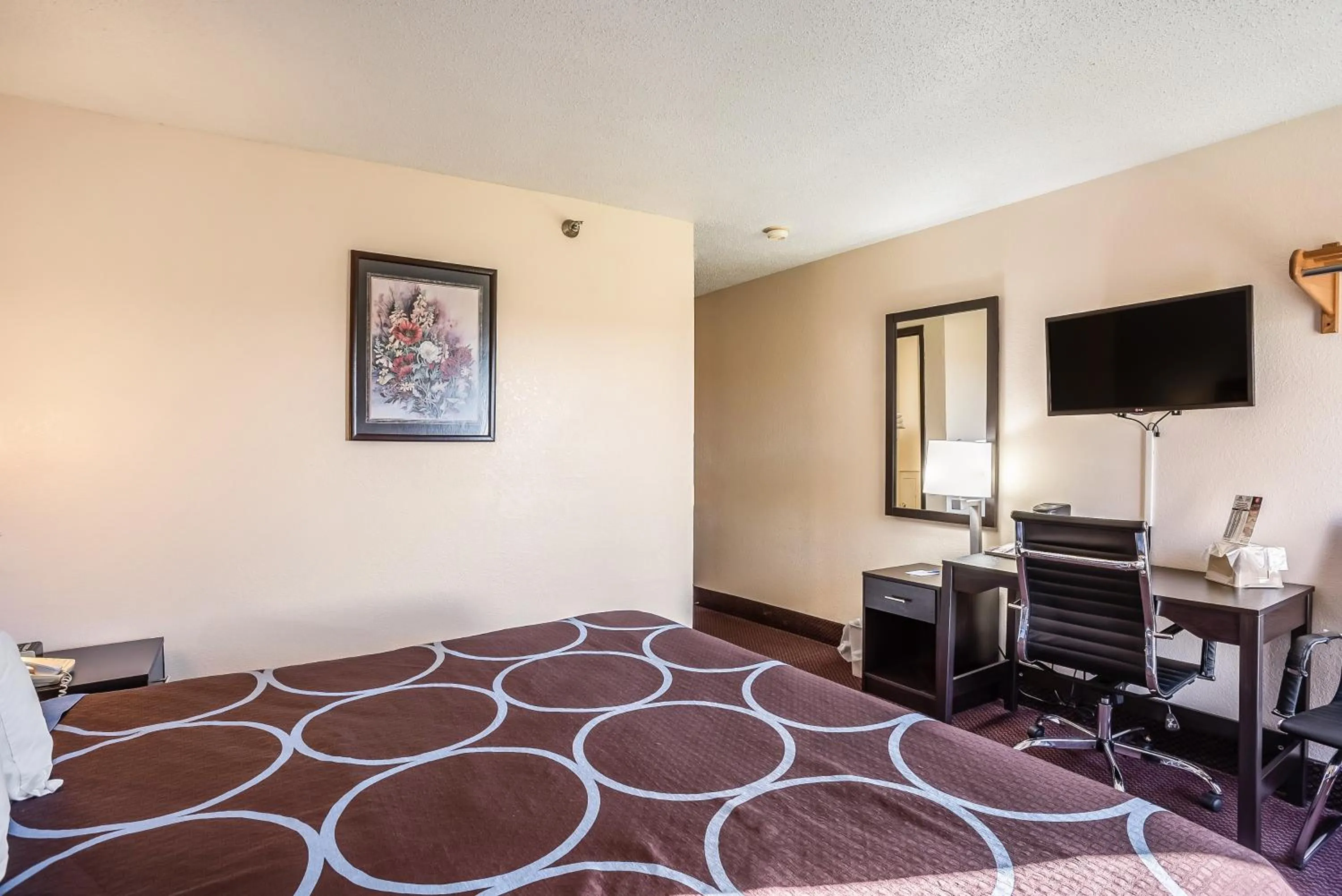 Bathroom, Bed in Super 8 by Wyndham Galesburg