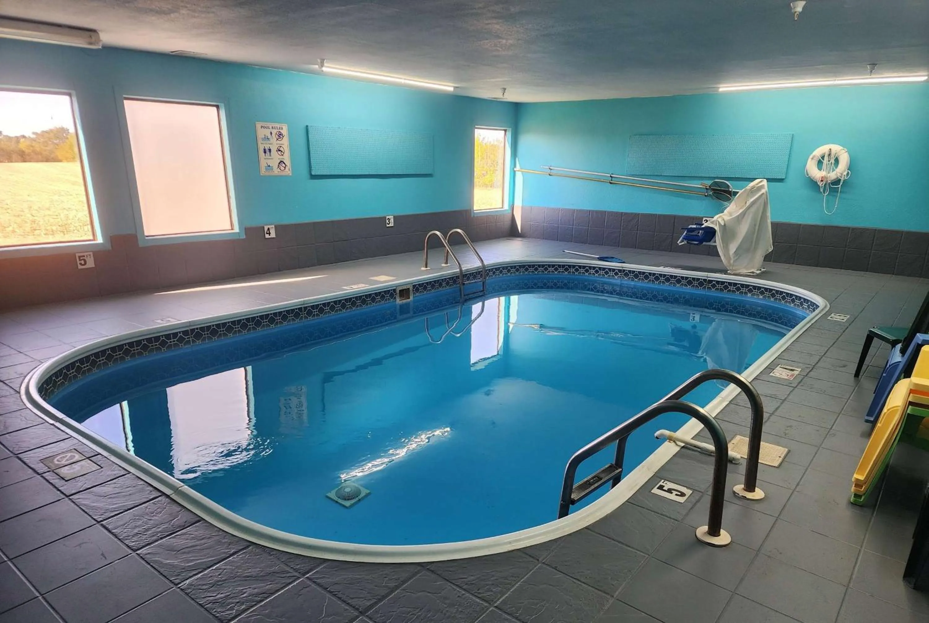 Pool view in Super 8 by Wyndham Galesburg