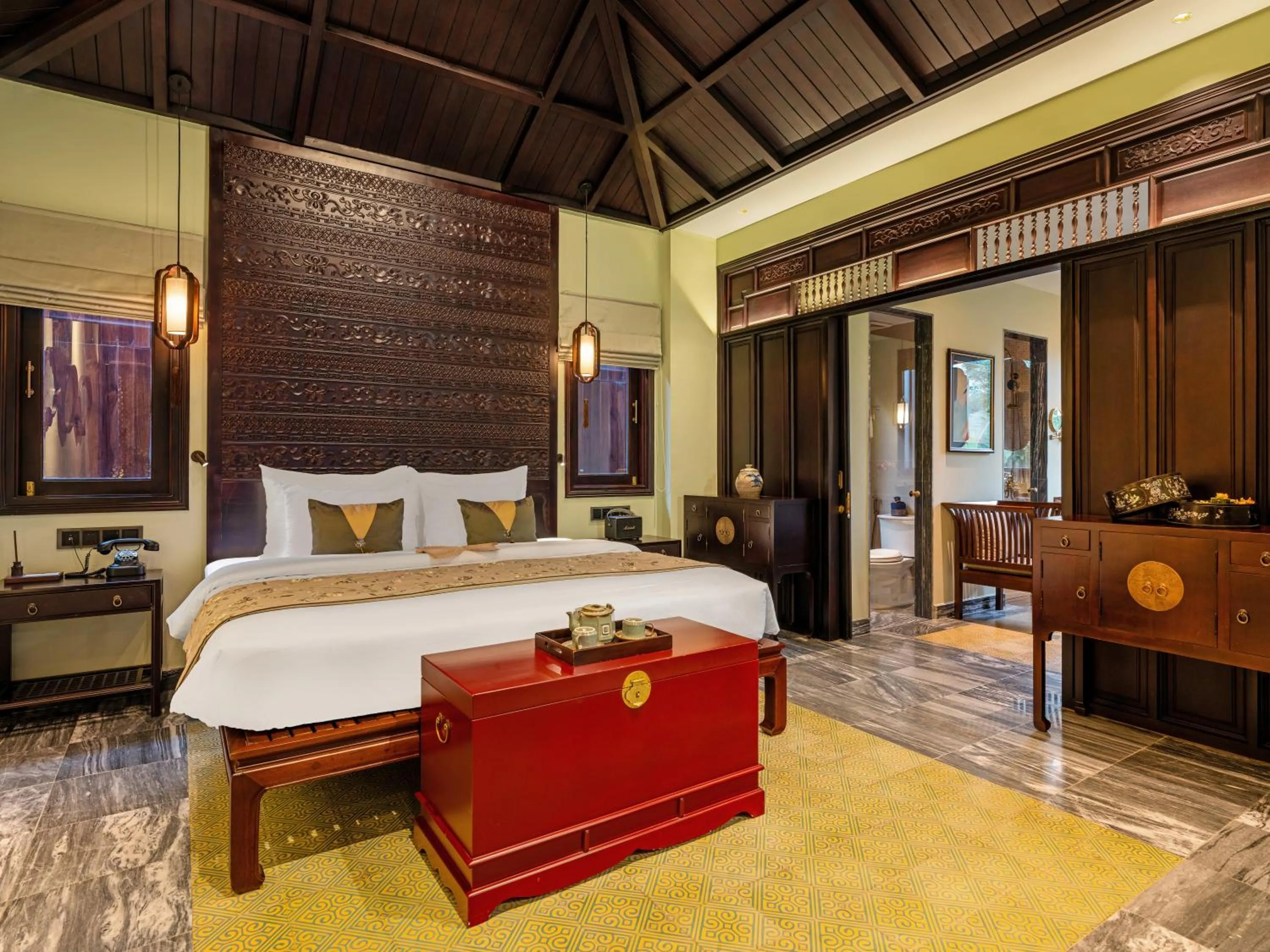 Bedroom, Bed in Ancient Huế Garden Houses