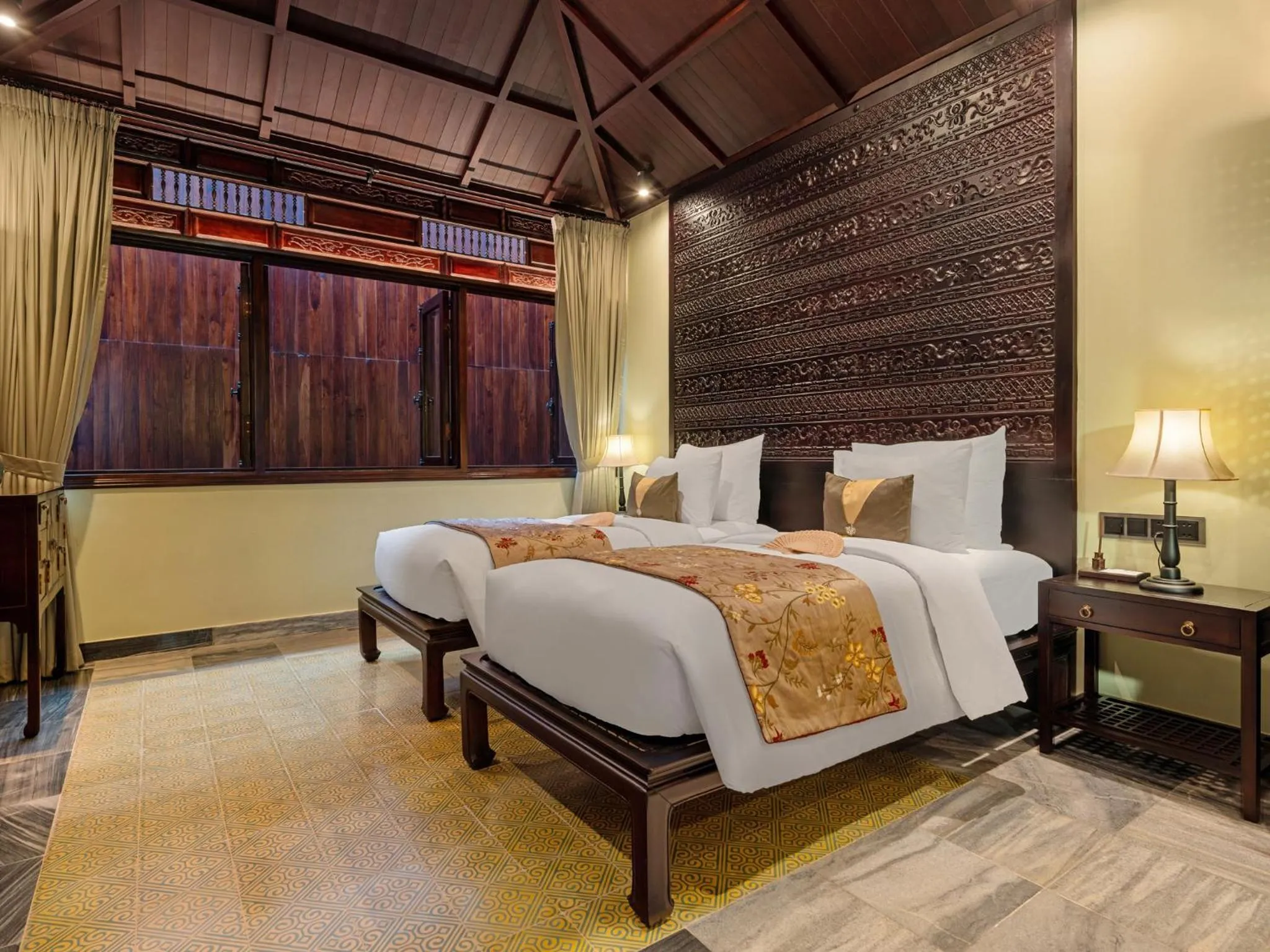 Bedroom, Bed in Ancient Huế Garden Houses