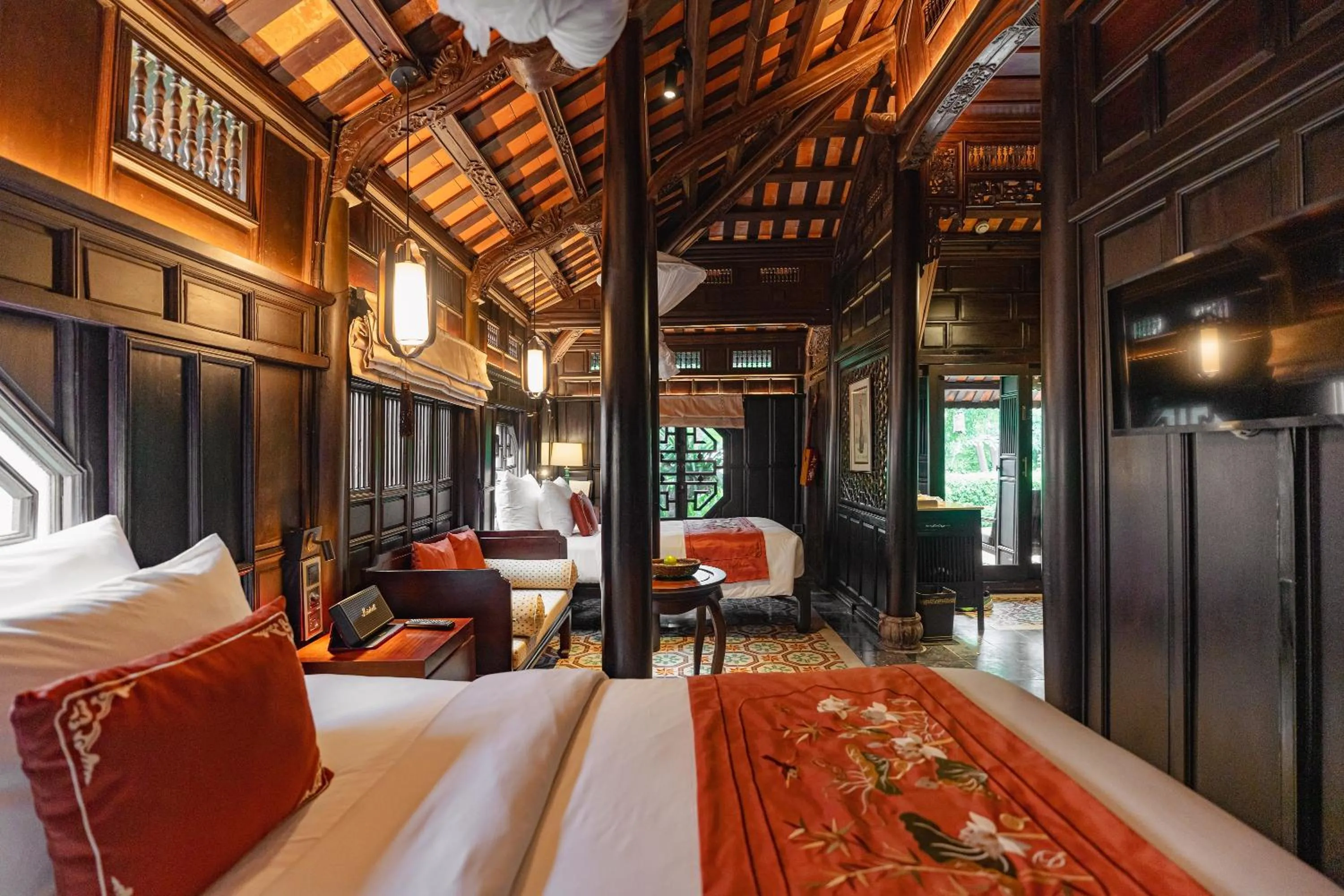 Bedroom, Bed in Ancient Huế Garden Houses