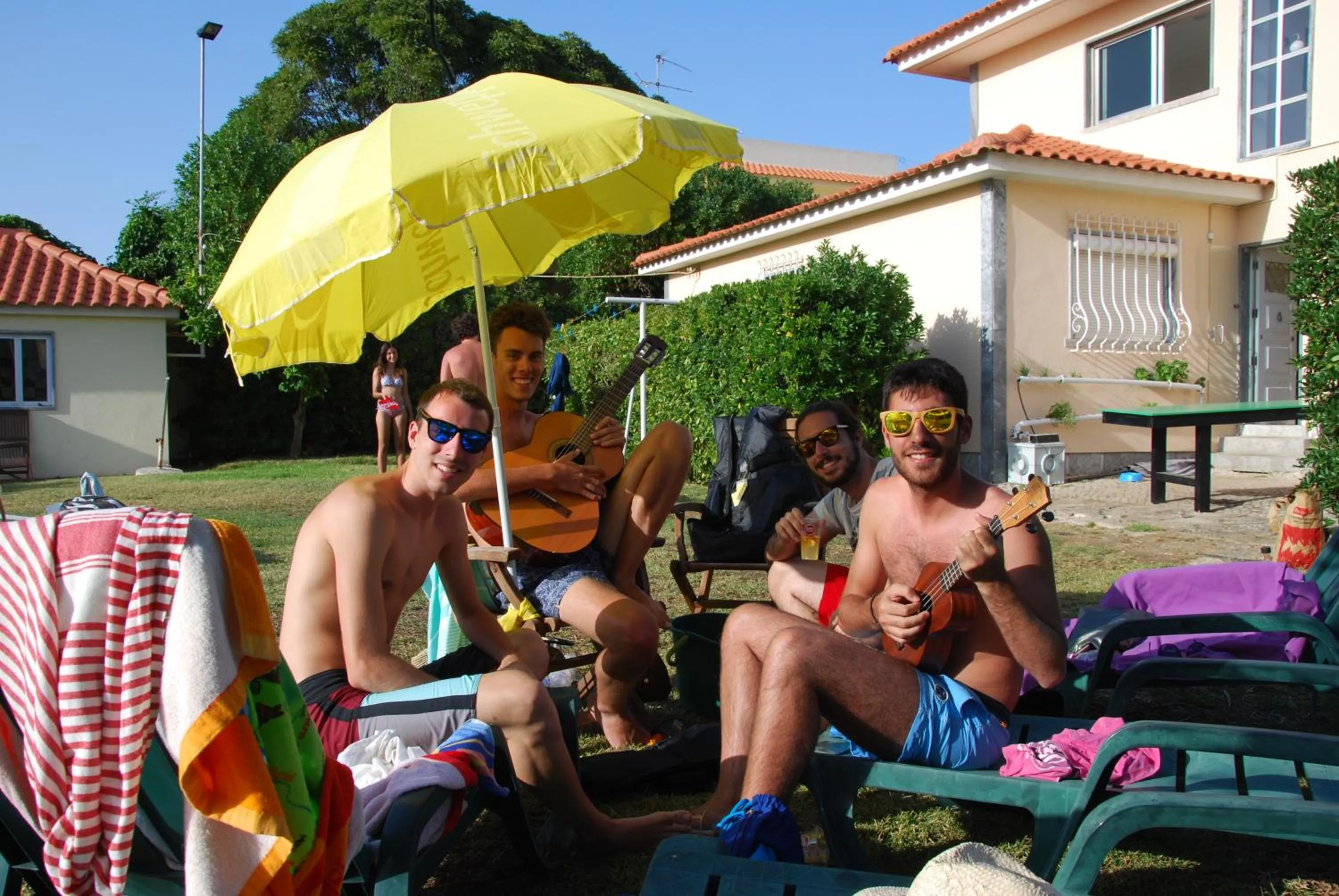 group of guests in Carcavelos Surf Hostel Beach
