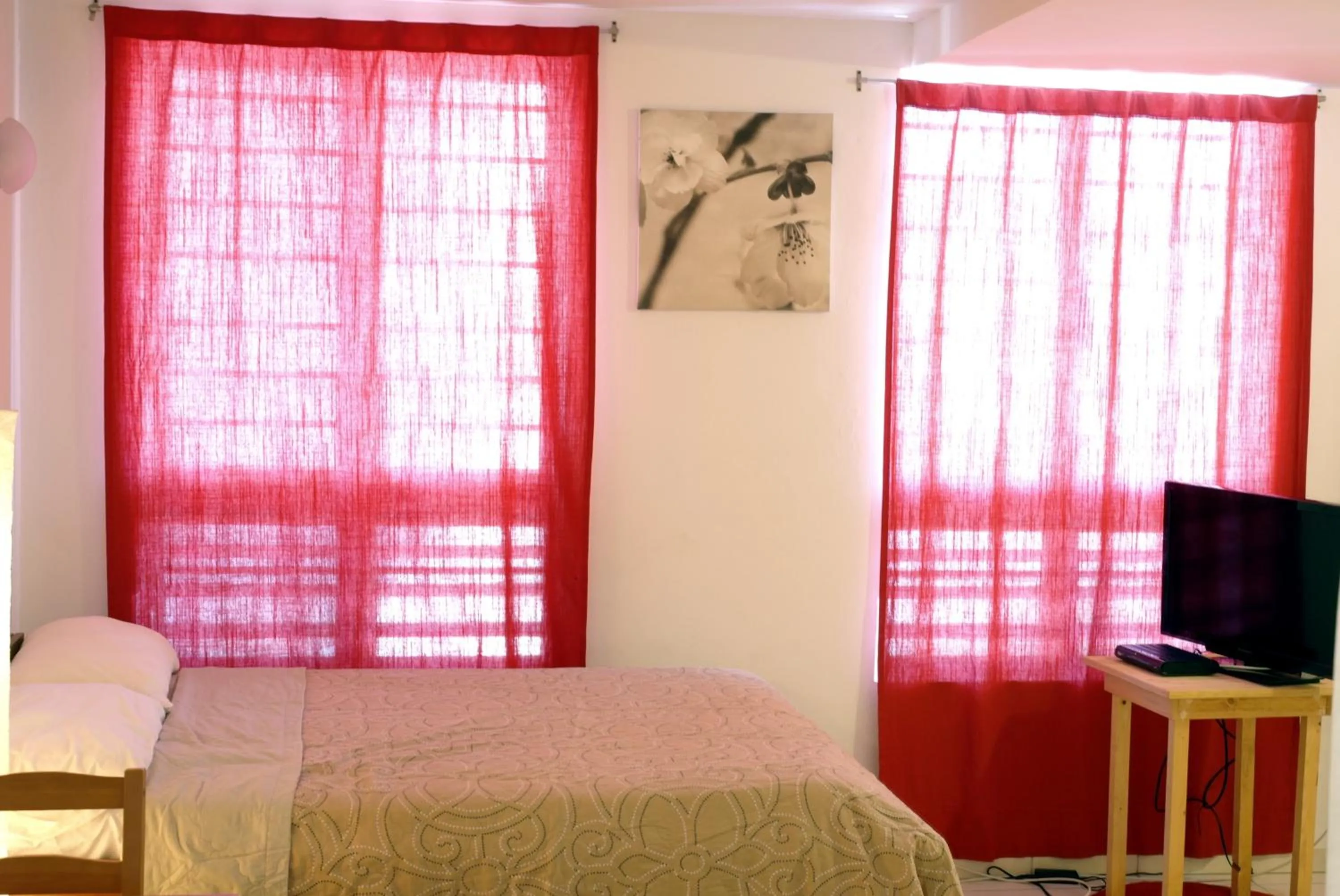 TV and multimedia, Bed in Orange Rembrandt Studio Apartments